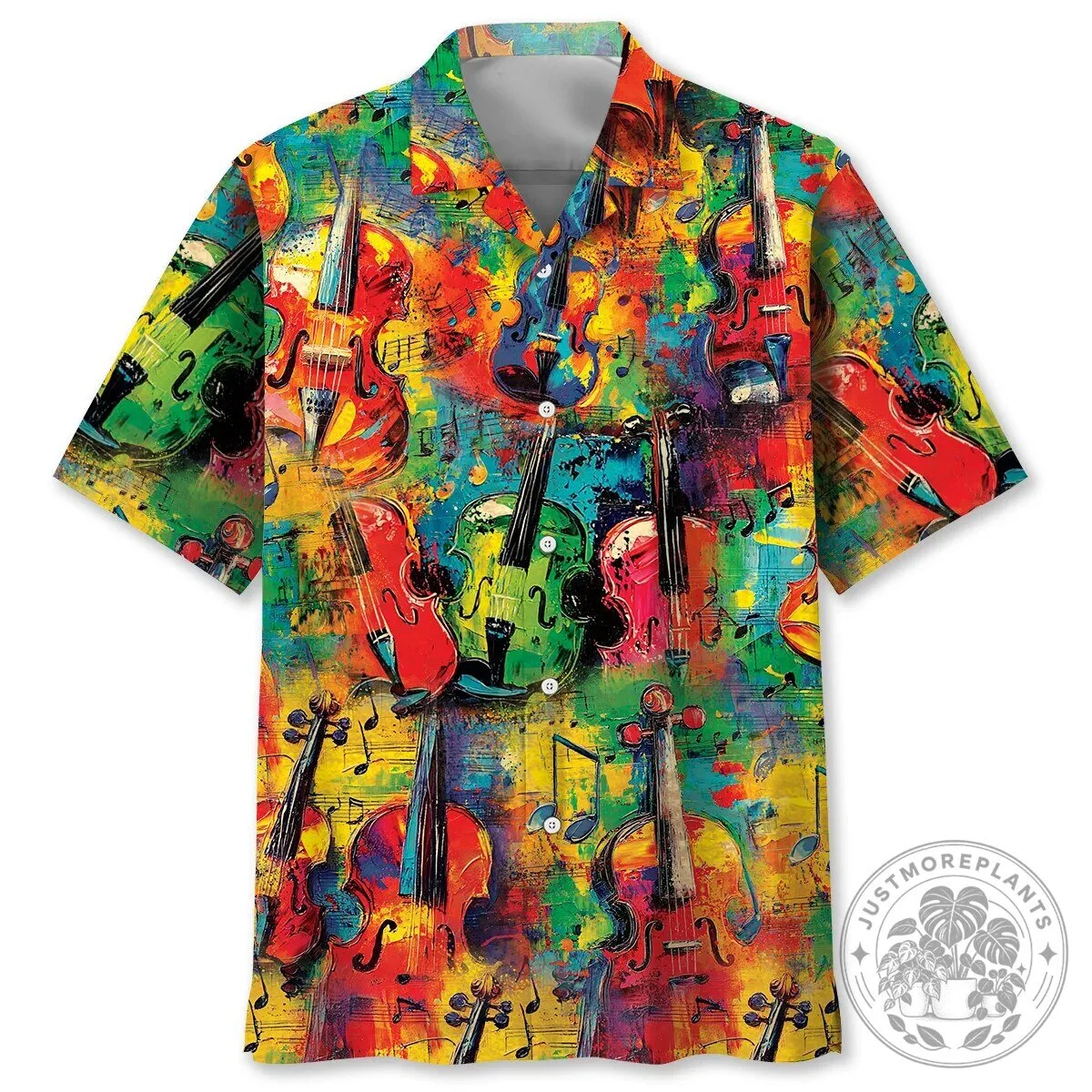 Colorful Abstract Violin Musical Instrument Pattern Hawaiian Shirt