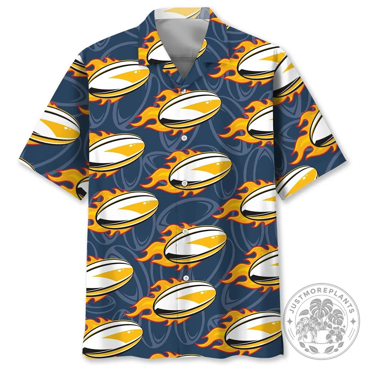 Rugby Ball Fire Pattern Hawaiian Shirt