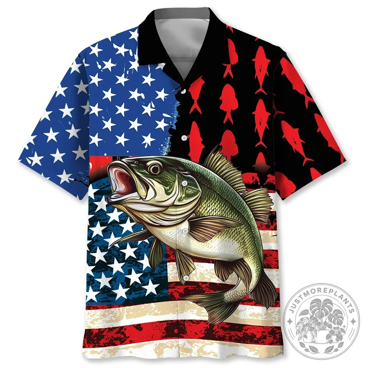 American Flag Bass Fishing Patriotic Button Down Hawaiian Shirt 2 American Flag Bass Fishing Patriotic Button Down Hawaiian Shirt