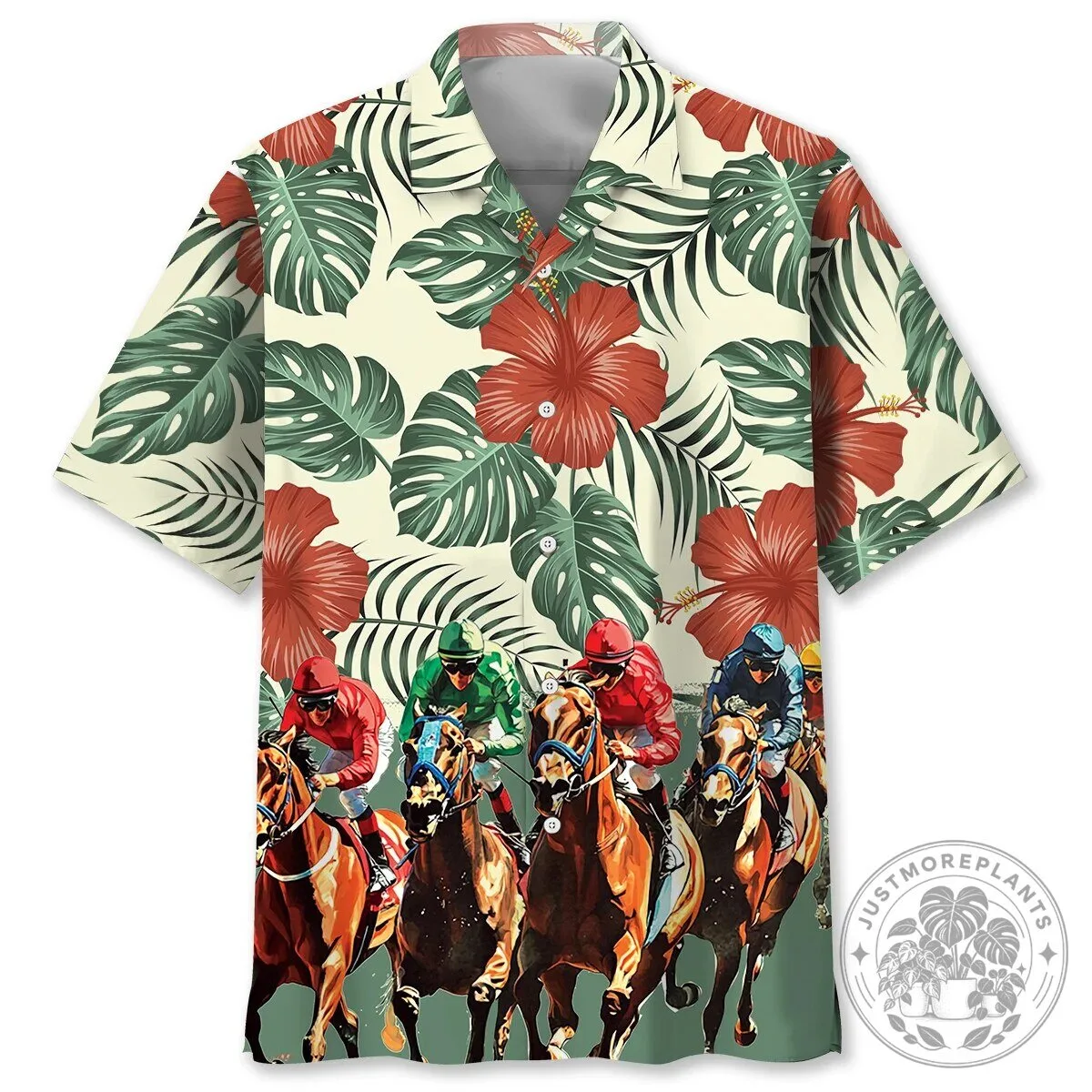 Horse Racing Tropical Hibiscus Hawaiian Shirt 2 Horse Racing Tropical Hibiscus Hawaiian Shirt