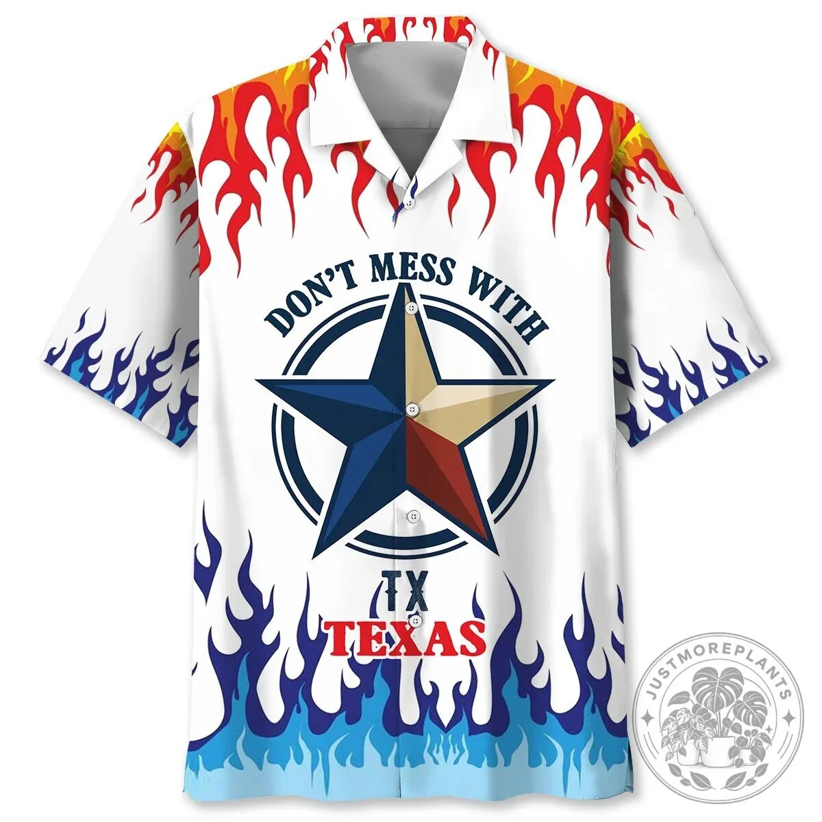 Don't Mess With Texas Lone Star State Flag Flame Pattern Hawaiian Shirt