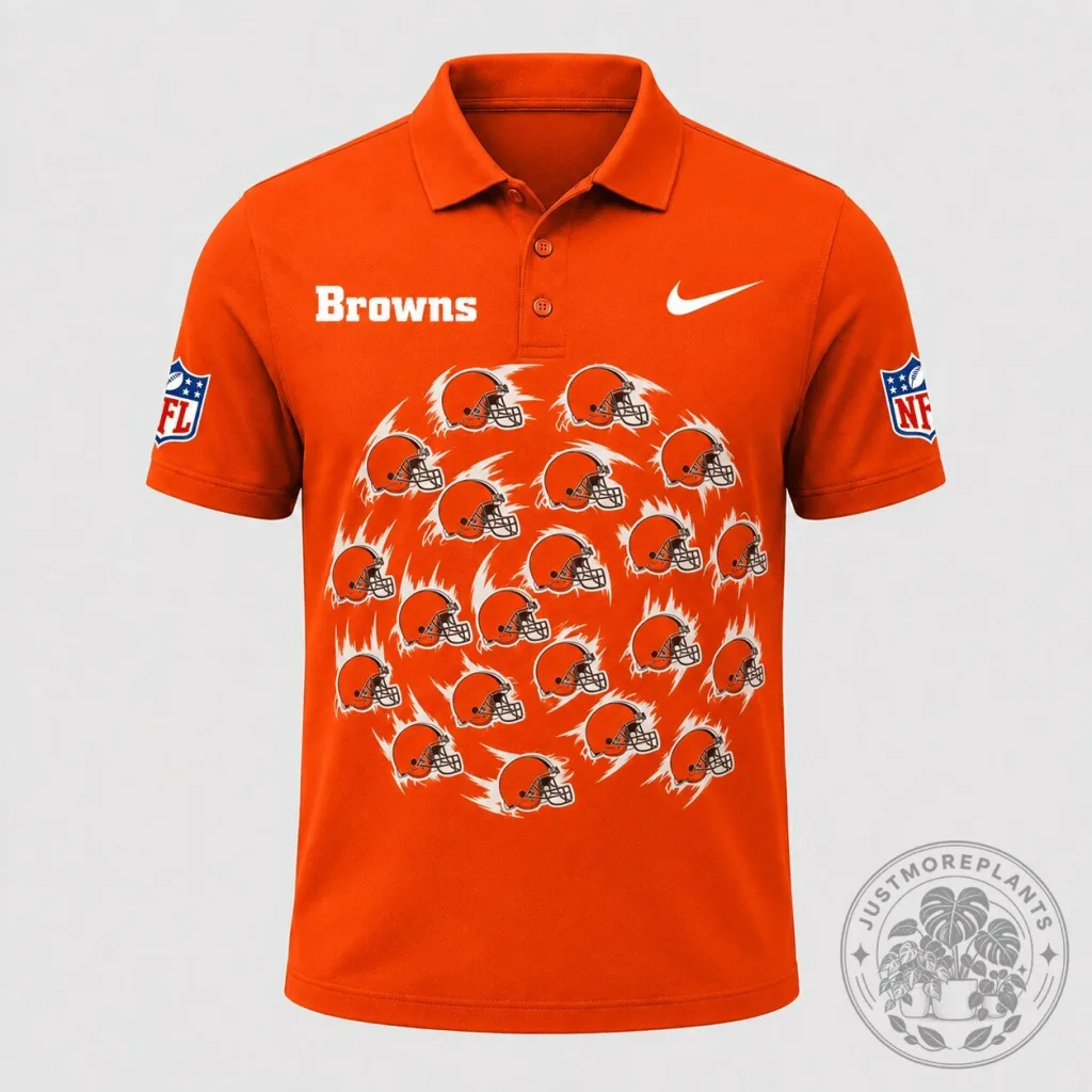 Cleveland Browns Football Team Logo Pattern Orange Polo Shirt Cleveland Browns Football Team Logo Pattern Orange Polo Shirt