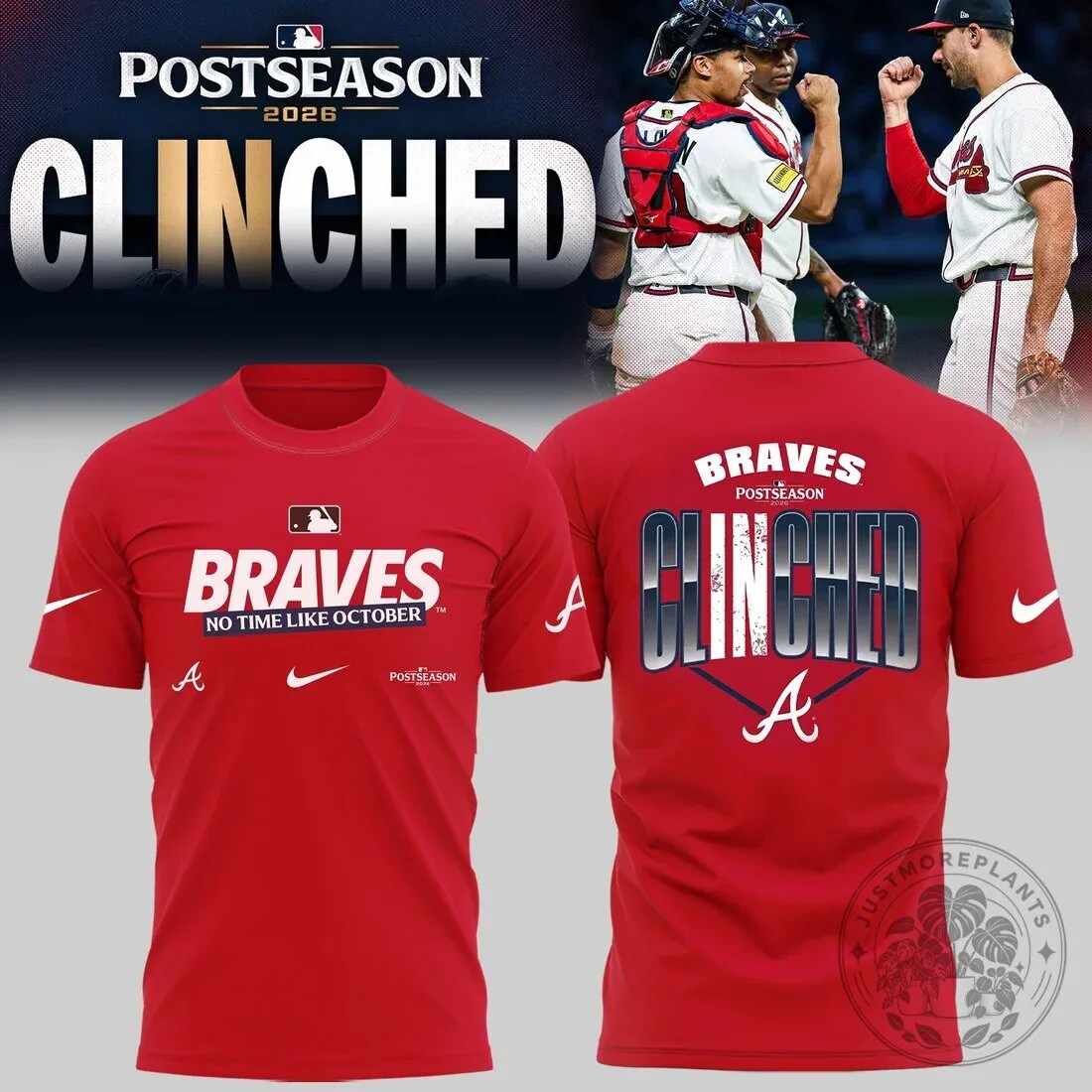 2026 Clinched Atlanta Braves Baseball Fan T-Shirt for Postseason Support