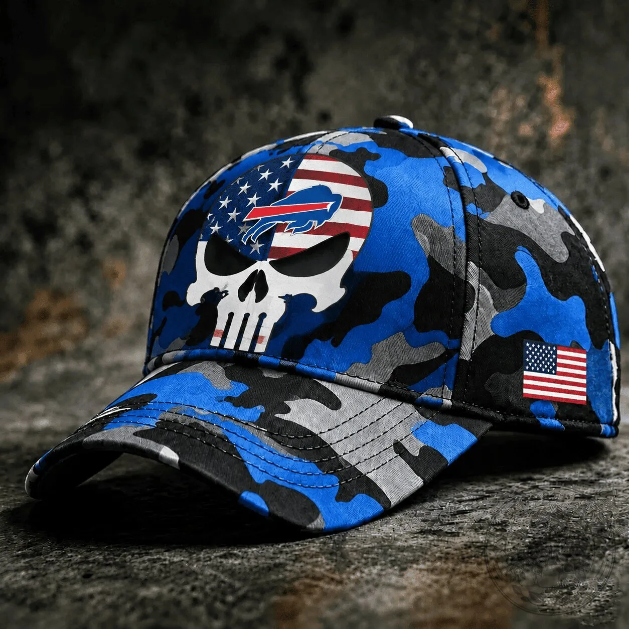 Buffalo Bills American Flag Skull Camouflage Baseball Cap Hat