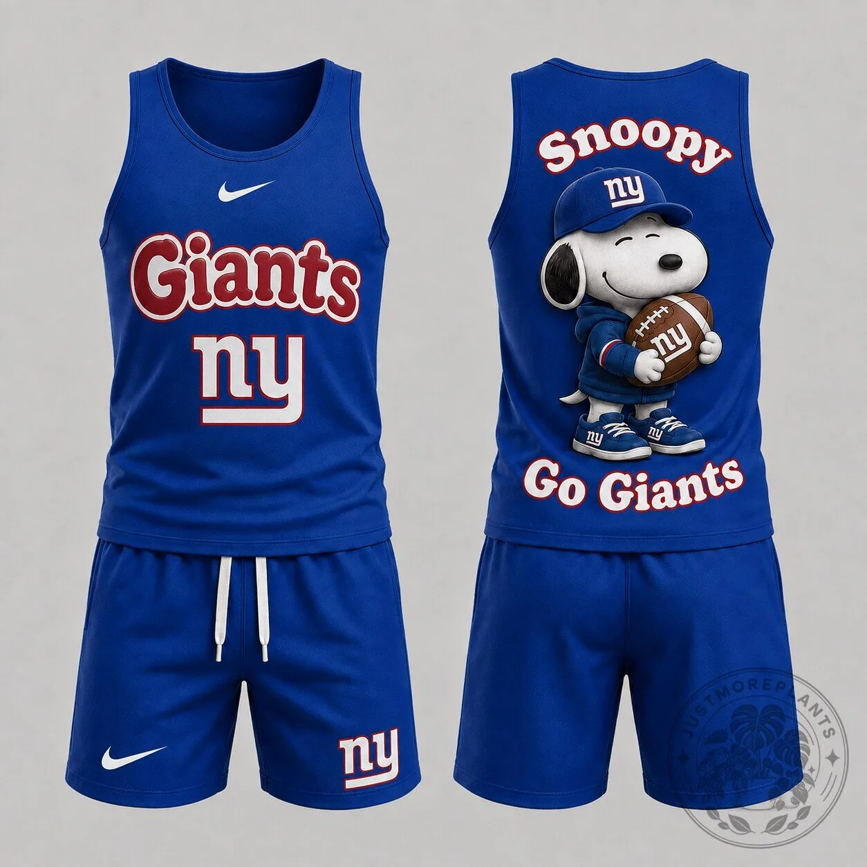 New York Giants Snoopy Game Day Football Fan Tank Top and Shorts Set