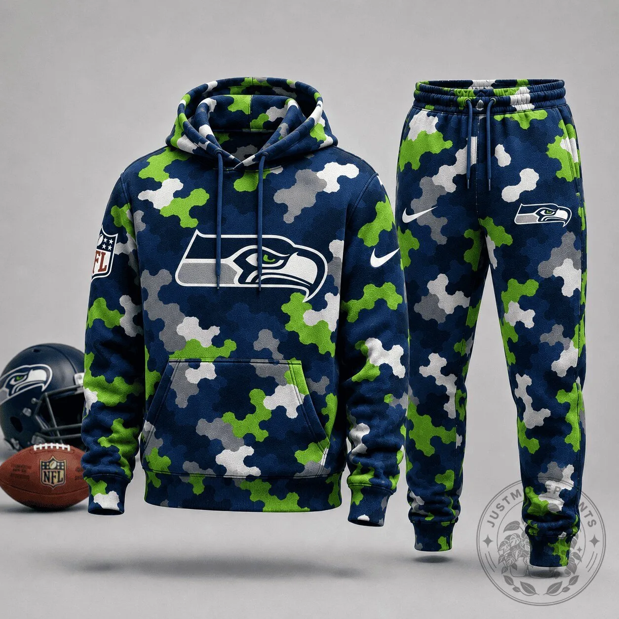 Seattle Seahawks NFL Football Team Camouflage Hoodie and Jogger Pants Set