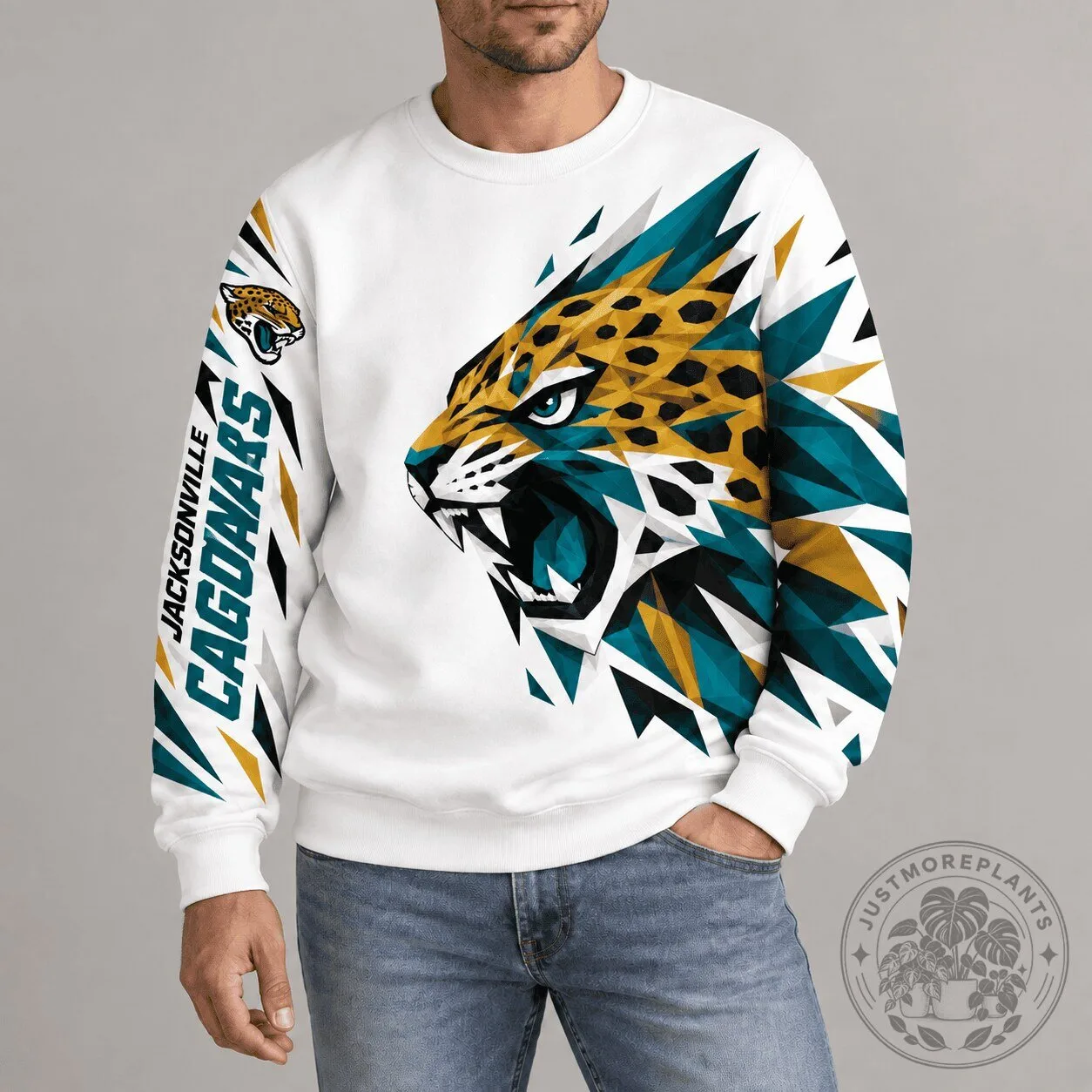 Jacksonville Jaguars Polygonal Mascot Design NFL Football Team Sweatshirt