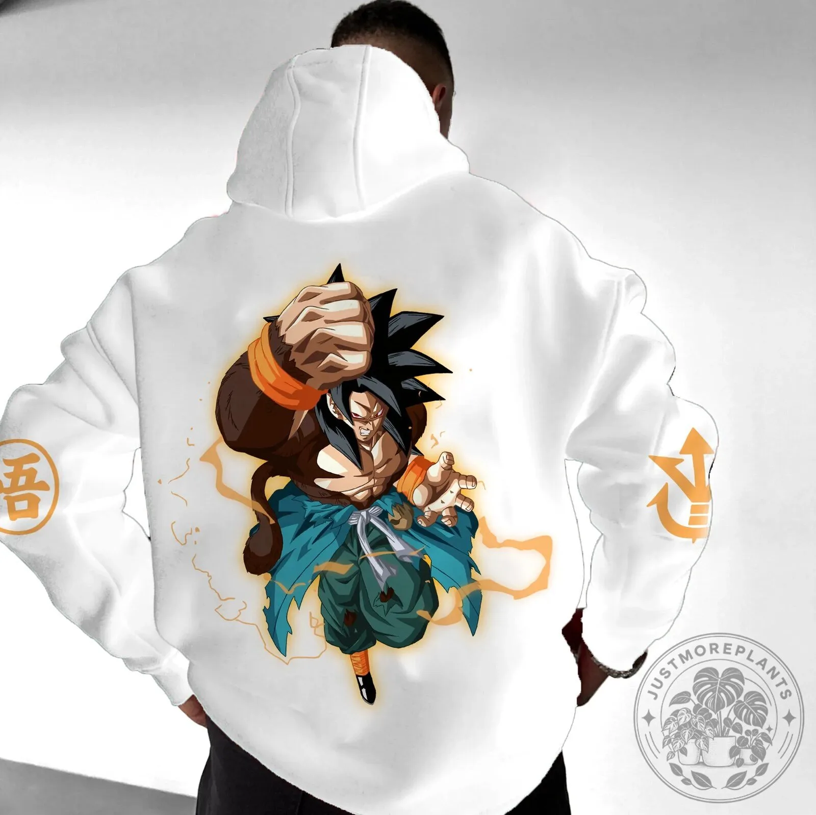Dragon Ball Z Super Saiyan 4 Goku Anime Graphic White Hoodie