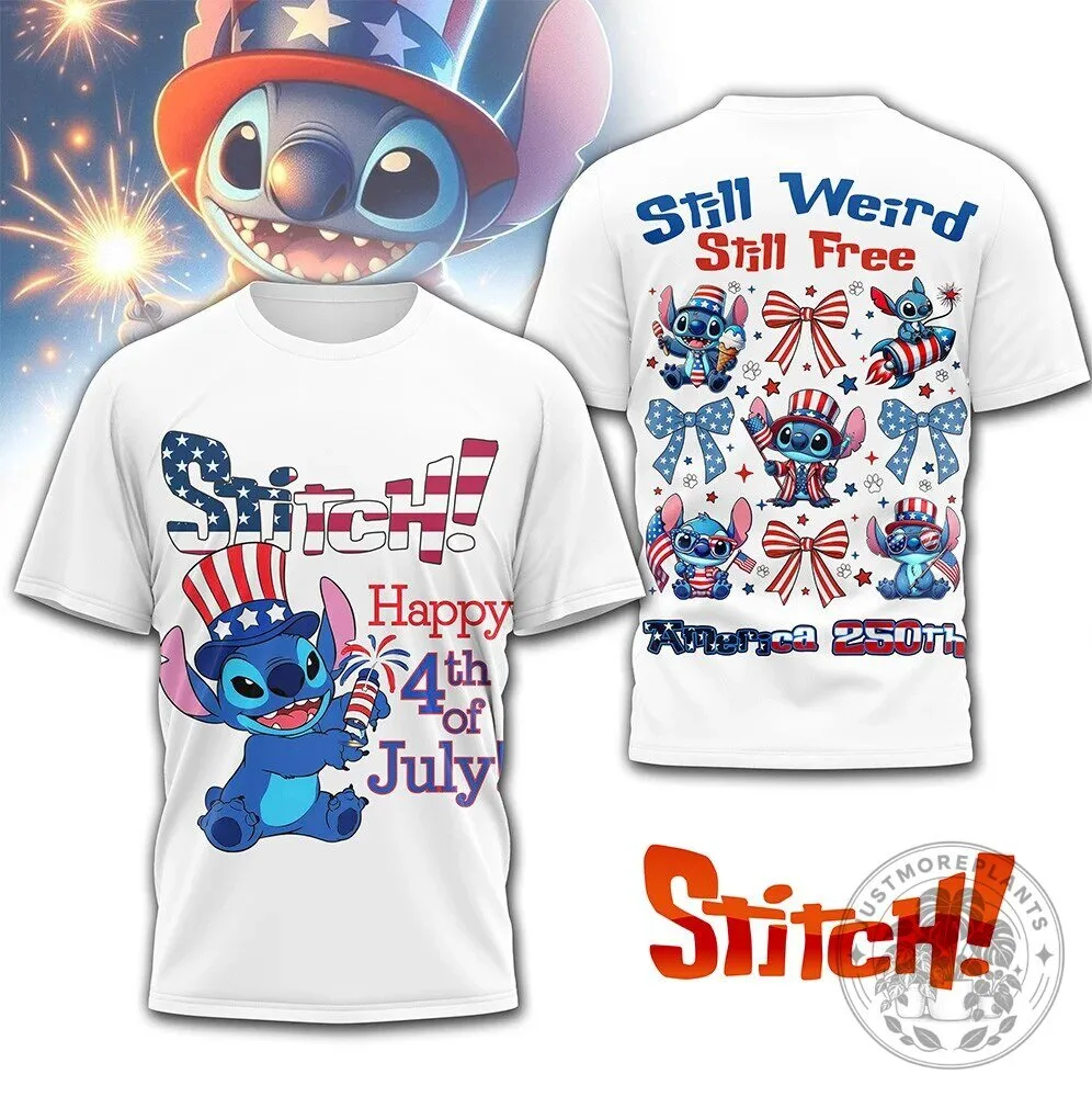 Stitch Happy Fourth of July Patriotic Firecracker T-Shirt
