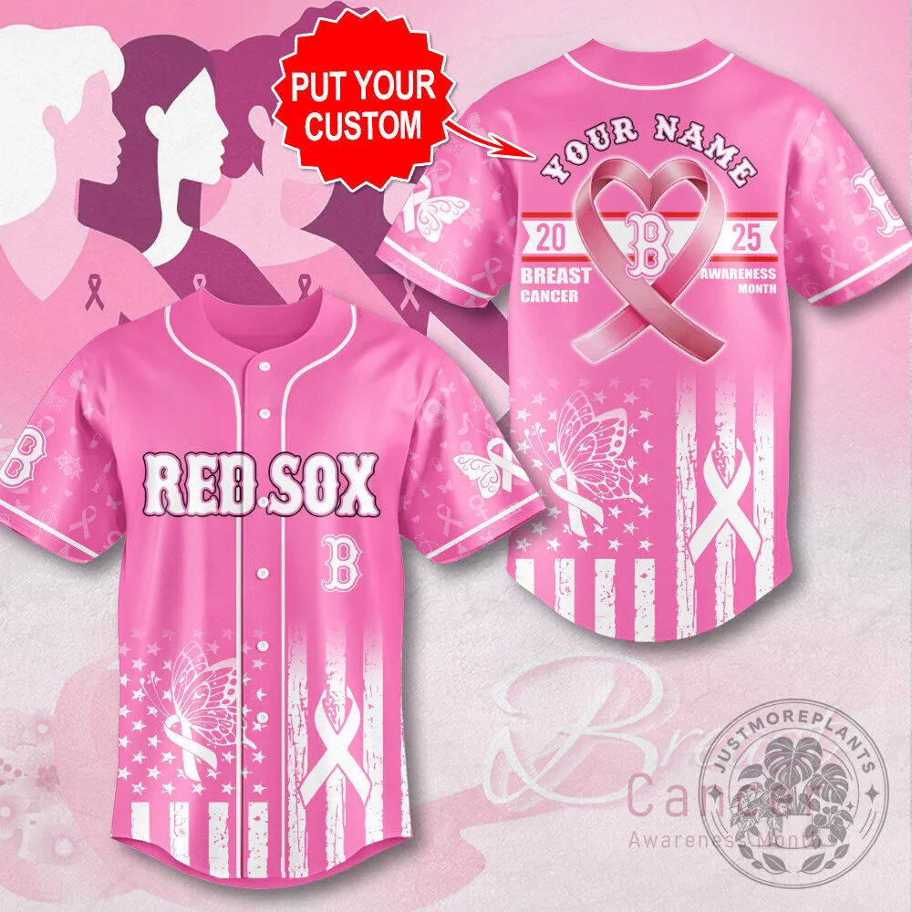 Boston Red Sox Breast Cancer Awareness Personalized Baseball Jersey