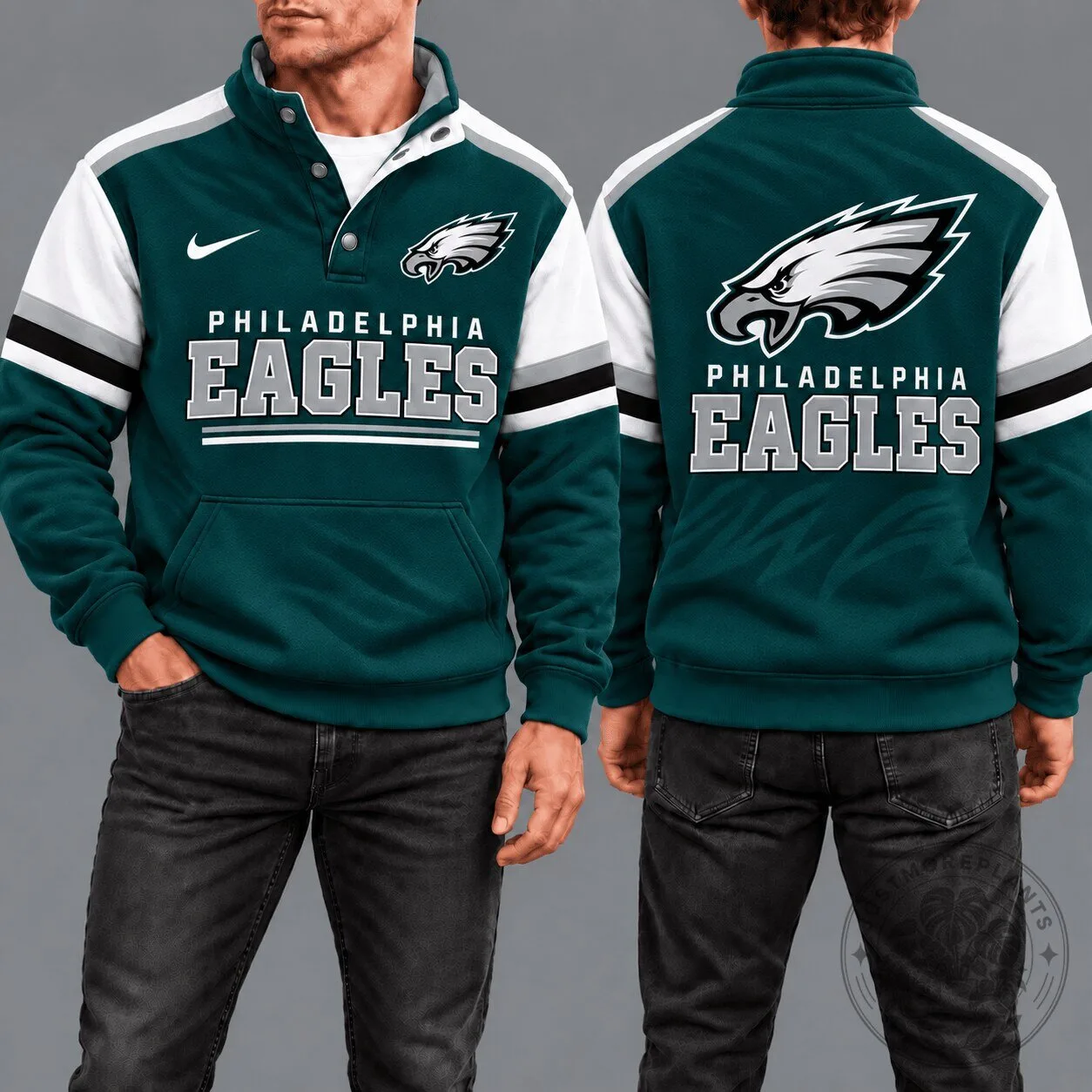 Philadelphia Eagles NFL Game Day Snap Neck Pullover Sweatshirt for Men