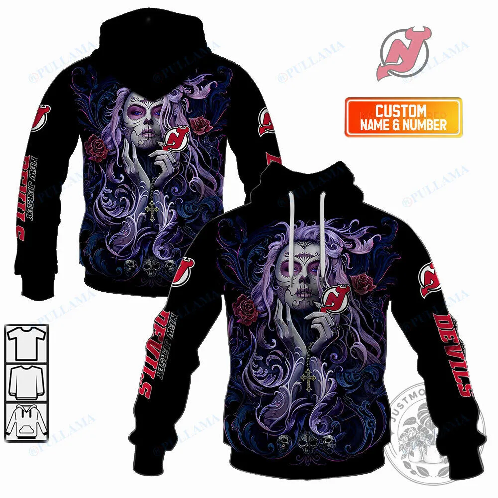 New Jersey Devils Sugar Skull Girl Custom Hoodie