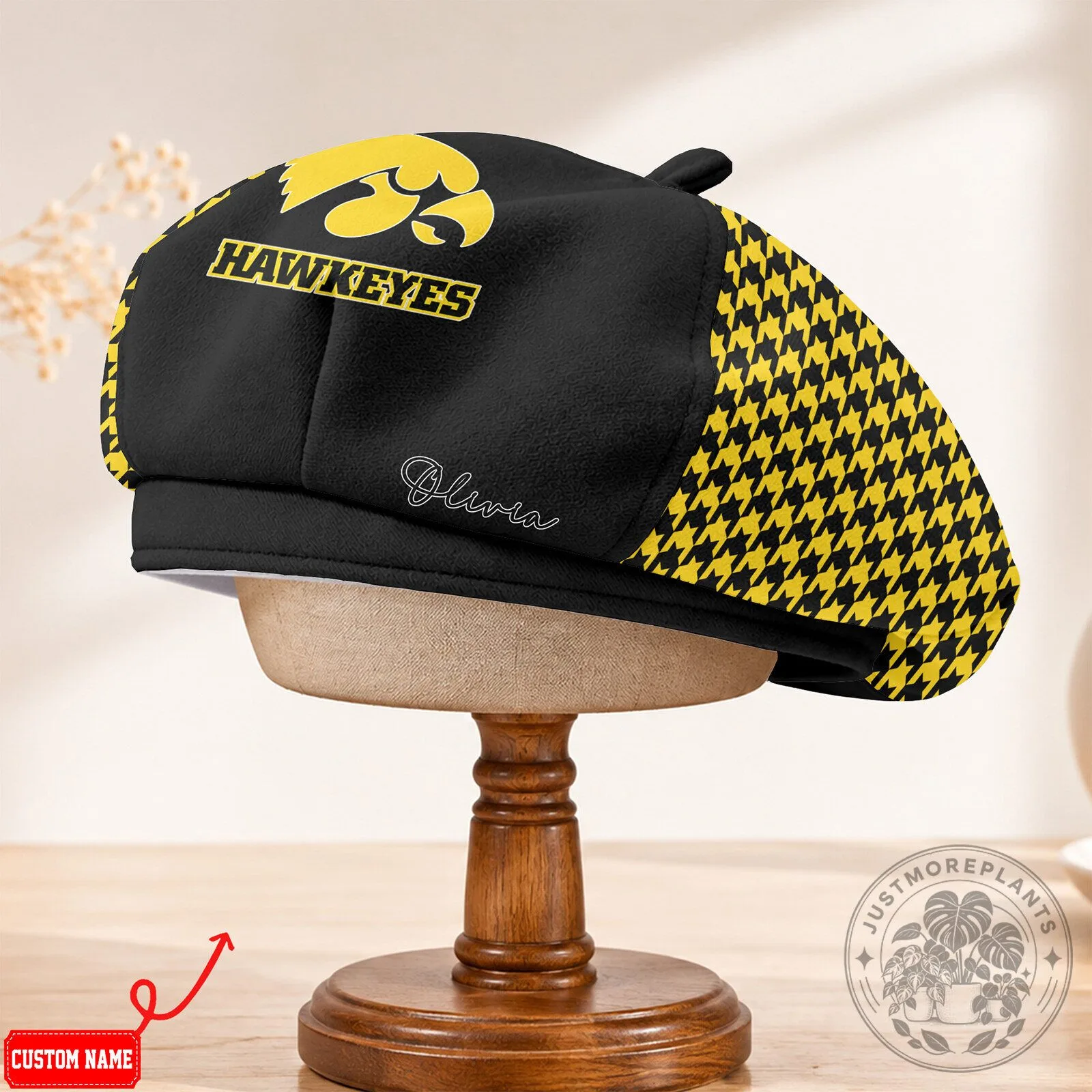 Iowa Hawkeyes NCAA Women's Custom Name Beret Hat 11 Iowa Hawkeyes NCAA Women