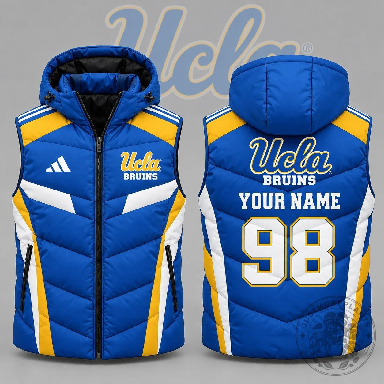 UCLA Bruins Personalized Team Spirit Puffer Vest with Hood