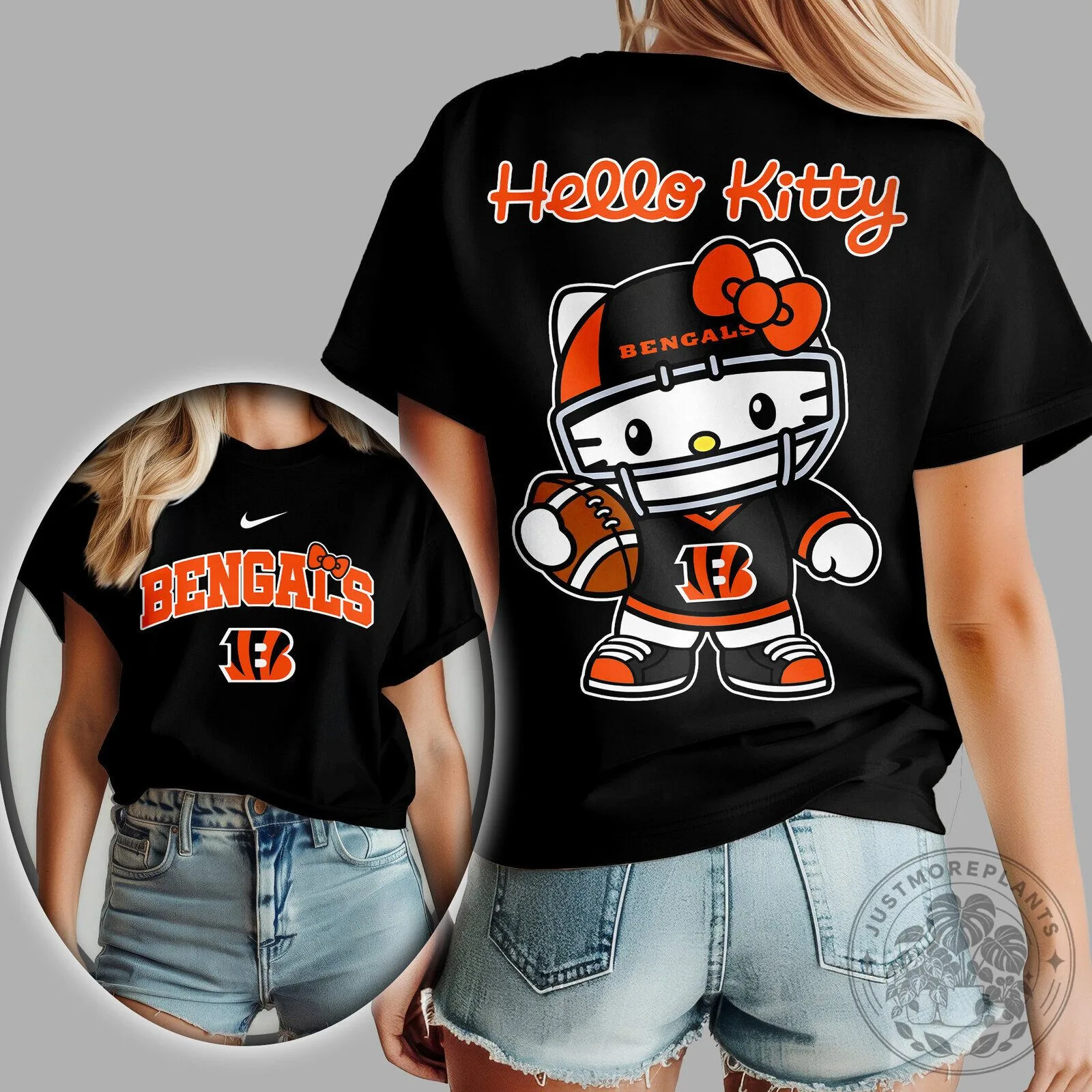 Cincinnati Bengals Hello Kitty Football Fan Women's Black T-Shirt