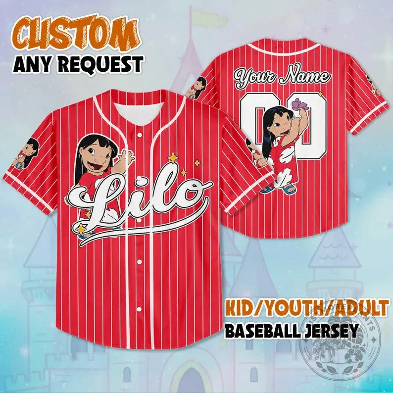 Lilo Pelekai Disney Cartoon Character Baseball Jersey
