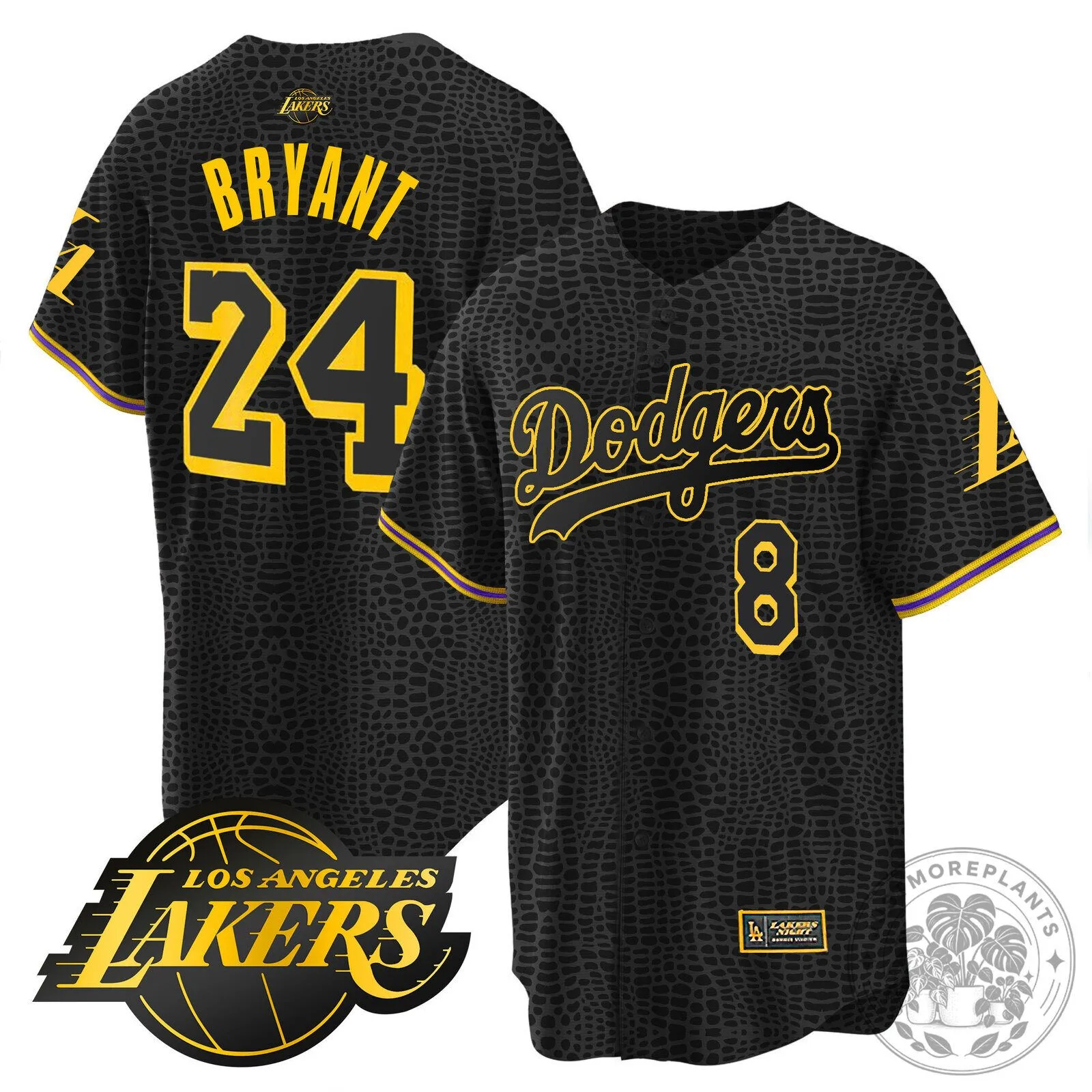 Los Angeles Dodgers Kobe Bryant Baseball Jersey Black Mamba