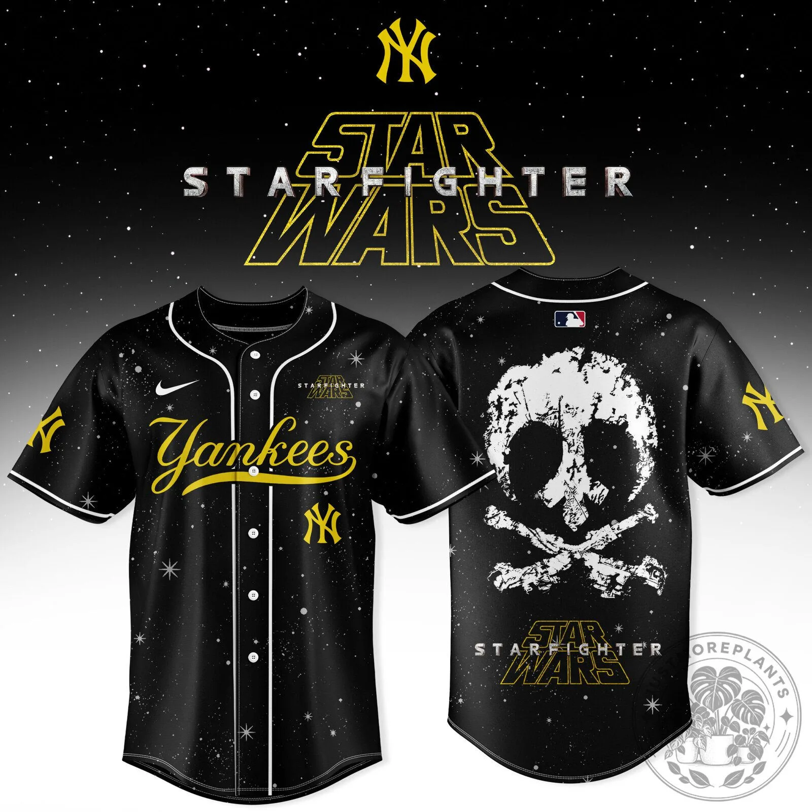 New York Yankees Star Wars Starfighter Skull Baseball Jersey