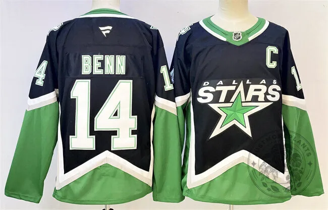 #14スタンリー・ジョンソン　ユニフォーム Dallas Stars Jamie Benn Number 14 Black and Green Alternate Hockey