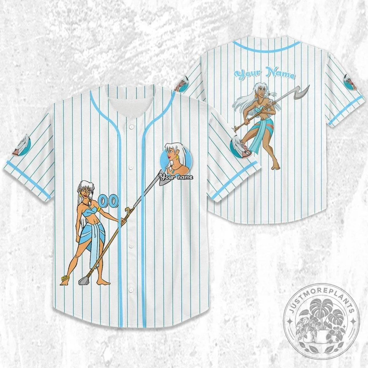 Disney Atlantis Princess Kida Nedakh White Cyan Striped Baseball Jersey 10 Disney Atlantis Princess Kida Nedakh White Cyan Striped Baseball Jersey