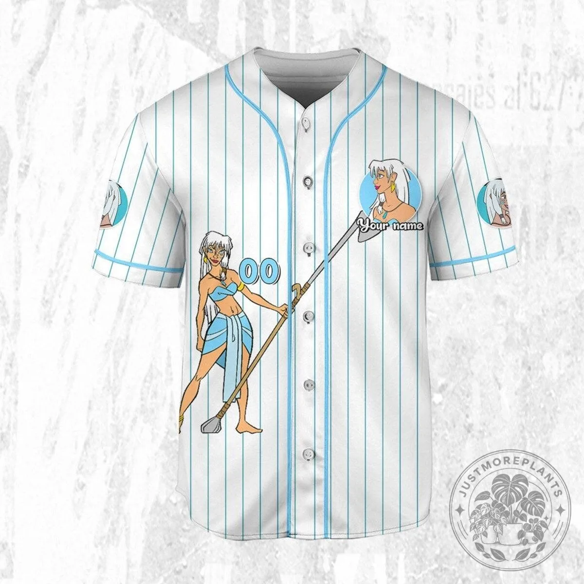 Disney Atlantis Princess Kida Nedakh White Cyan Striped Baseball Jersey 11 Disney Atlantis Princess Kida Nedakh White Cyan Striped Baseball Jersey