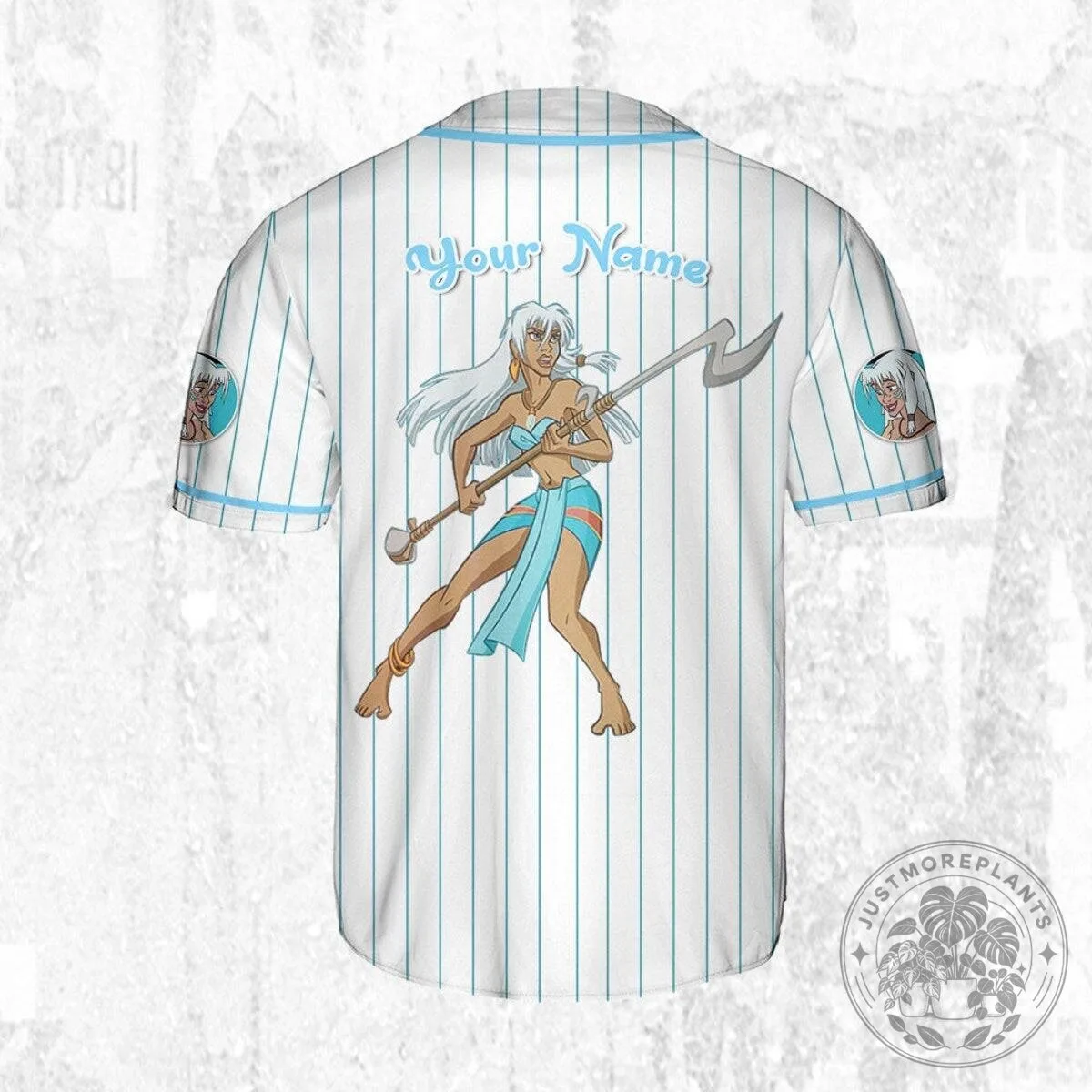 Disney Atlantis Princess Kida Nedakh White Cyan Striped Baseball Jersey 12 Disney Atlantis Princess Kida Nedakh White Cyan Striped Baseball Jersey