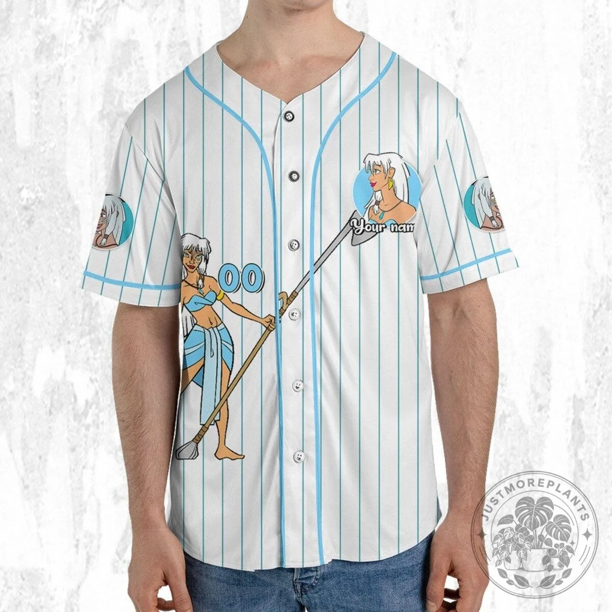 Disney Atlantis Princess Kida Nedakh White Cyan Striped Baseball Jersey 13 Disney Atlantis Princess Kida Nedakh White Cyan Striped Baseball Jersey