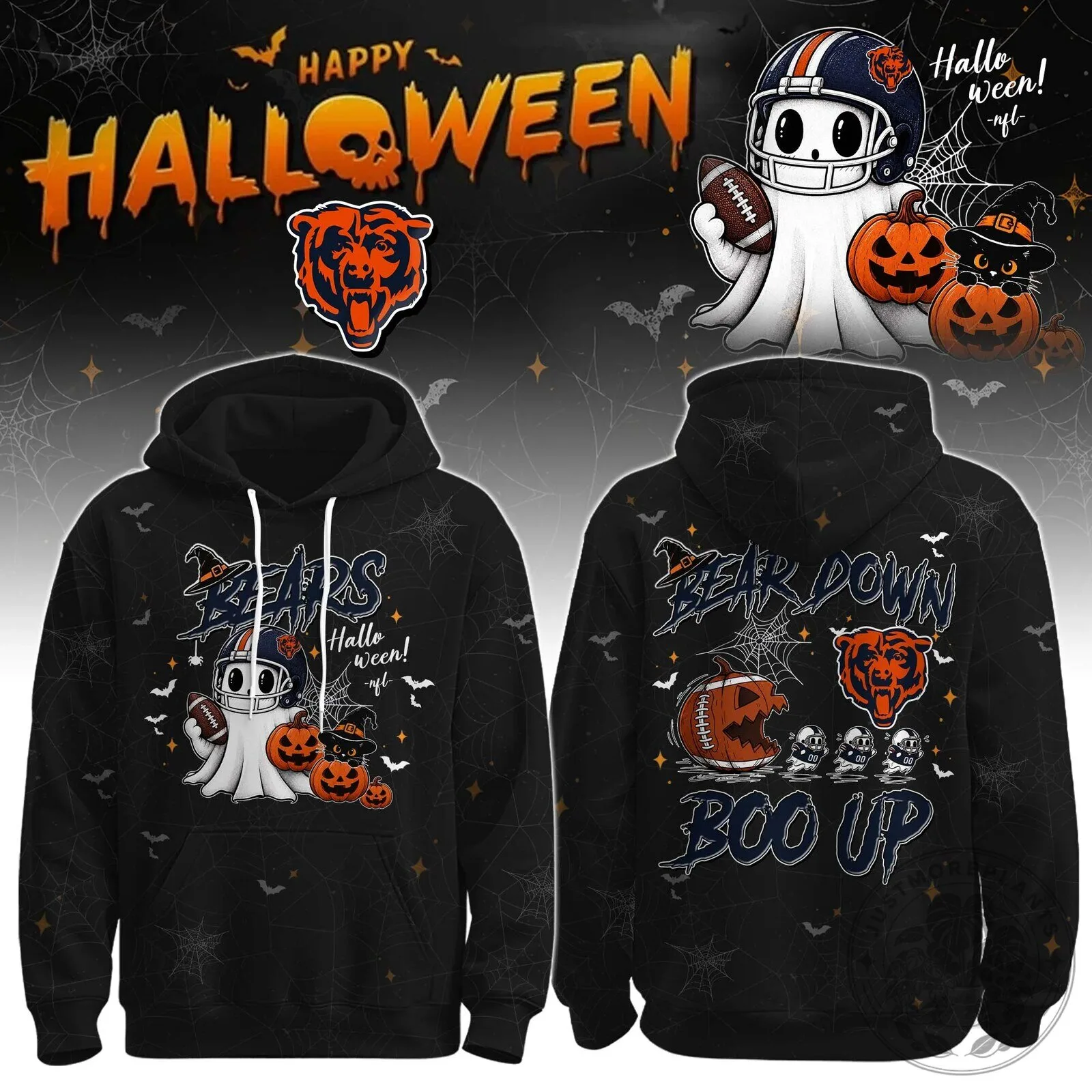 Chicago Bears Halloween Ghost Bear Down Boo Up Hoodie