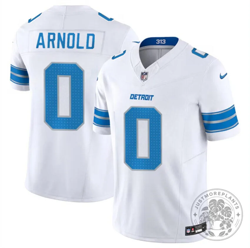 Terrion Arnold Detroit Lions White Number 0 NFL Football Jersey
