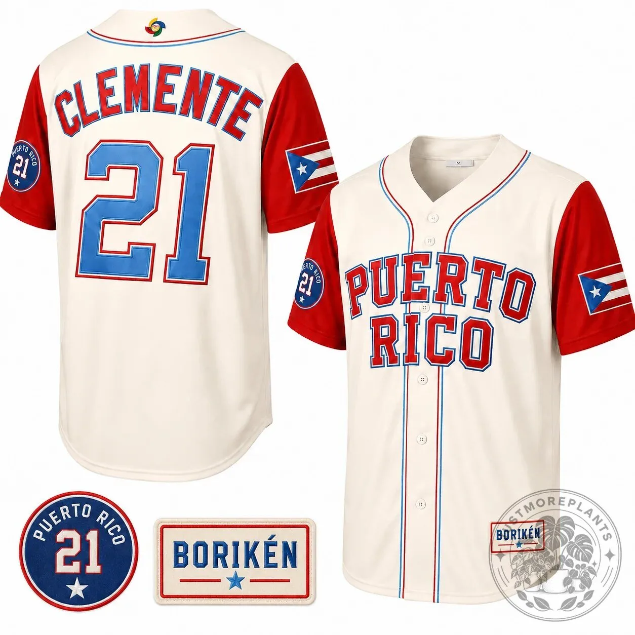 Puerto Rico Borikén Heritage Baseball Jersey featuring Roberto Clemente