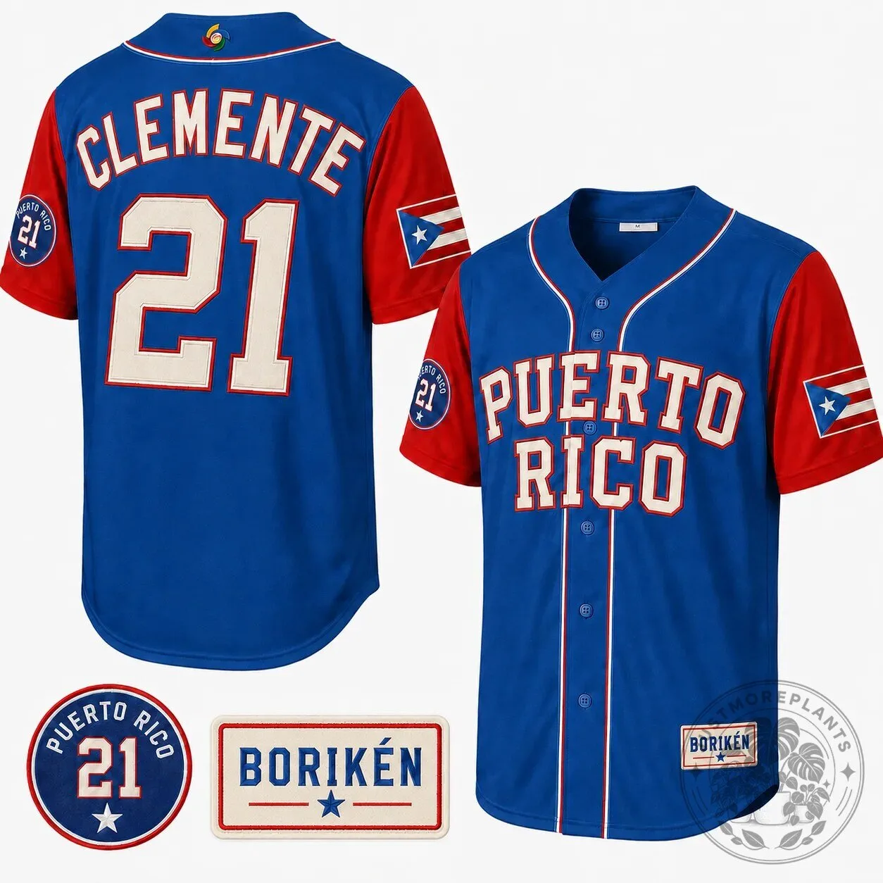Puerto Rico Borikén Heritage Baseball Jersey featuring Roberto Clemente 11 Puerto Rico Borikén Heritage Baseball Jersey featuring Roberto Clemente