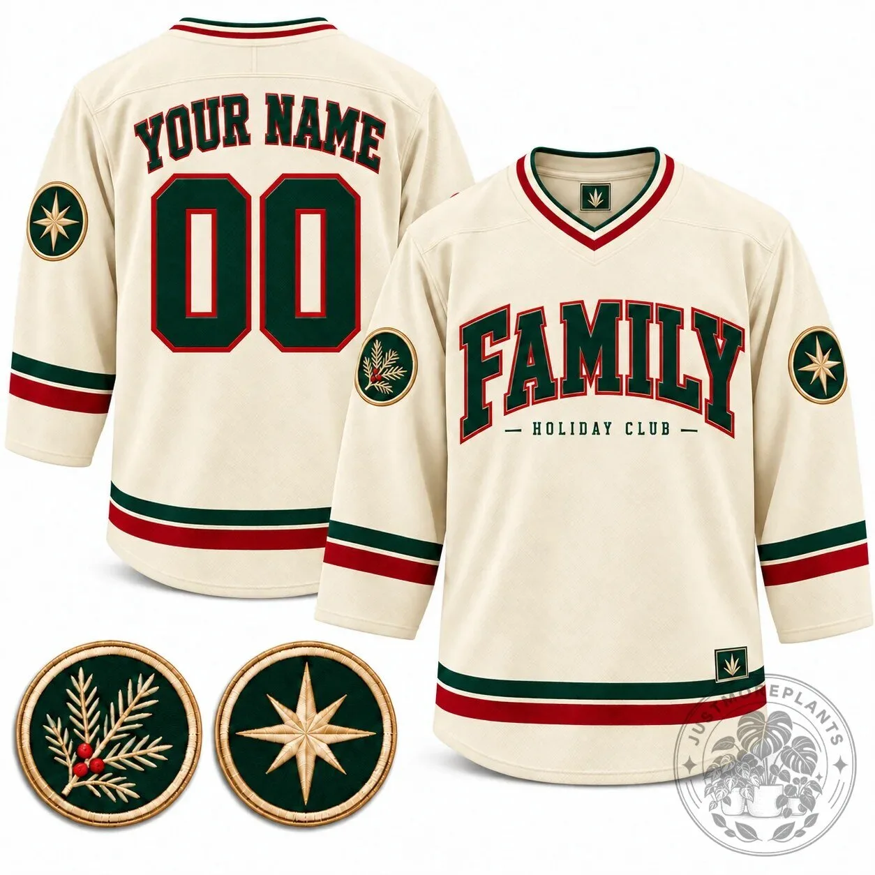 Family Holiday Club Custom Green Ice Hockey Jersey with Personalized Name and Number 10 Family Holiday Club Custom Green Ice Hockey Jersey with Personalized Name and Number