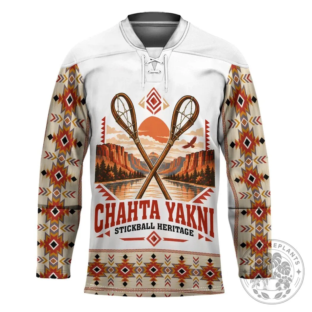 Chahta Yakni Stickball Heritage Native American Tribal Landscape Hockey Jersey
