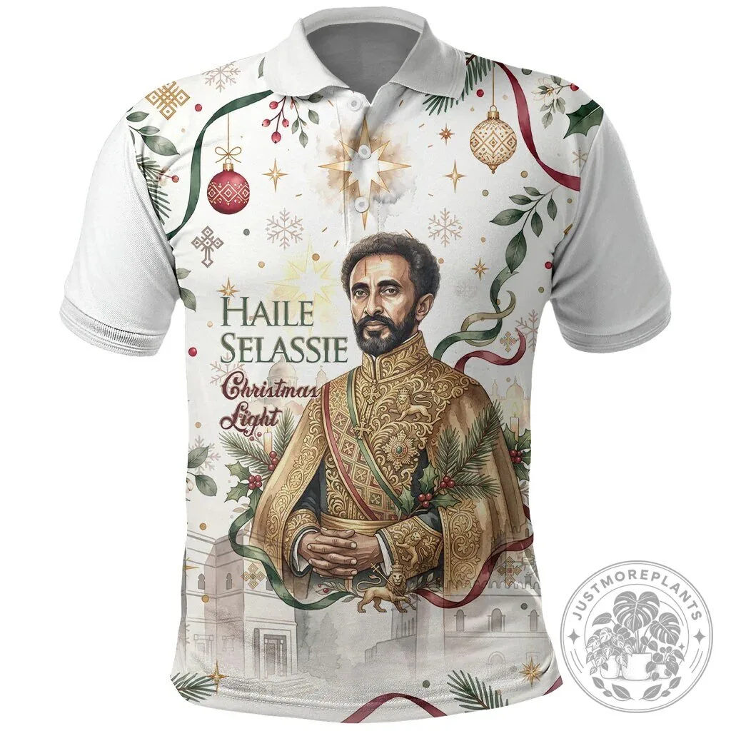 Haile Selassie Christmas Light Royal Ethiopian Orthodox Polo Shirt