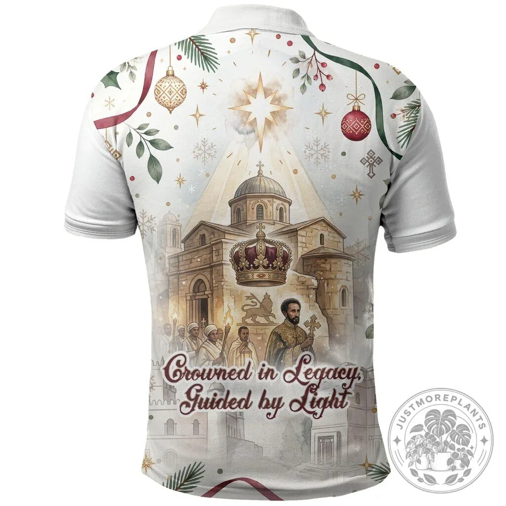 Haile Selassie Christmas Light Royal Ethiopian Orthodox Polo Shirt 9 Haile Selassie Christmas Light Royal Ethiopian Orthodox Polo Shirt