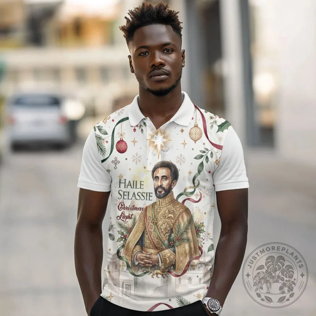 Haile Selassie Christmas Light Royal Ethiopian Orthodox Polo Shirt 10 Haile Selassie Christmas Light Royal Ethiopian Orthodox Polo Shirt