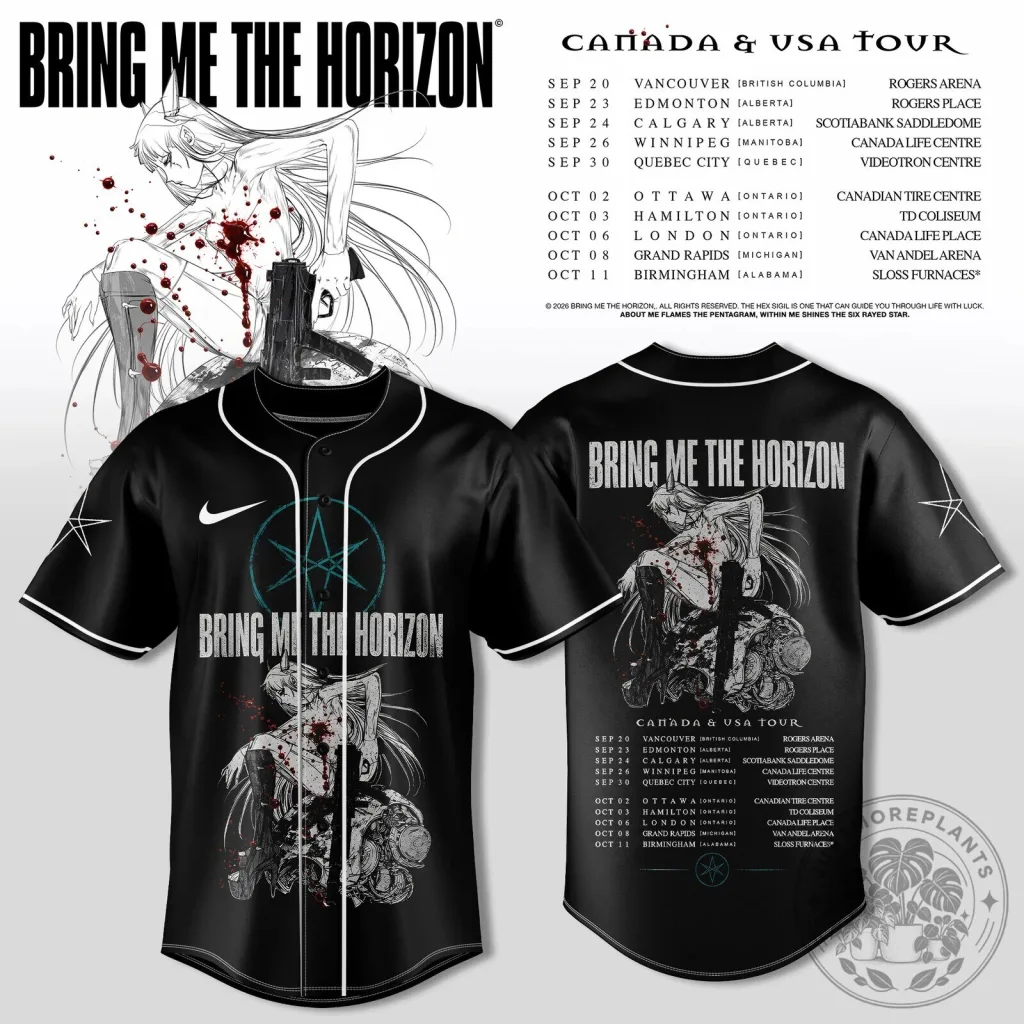 Bring Me The Horizon Canada vs USA Tour Baseball Jersey Bring Me The Horizon Canada vs USA Tour Baseball Jersey