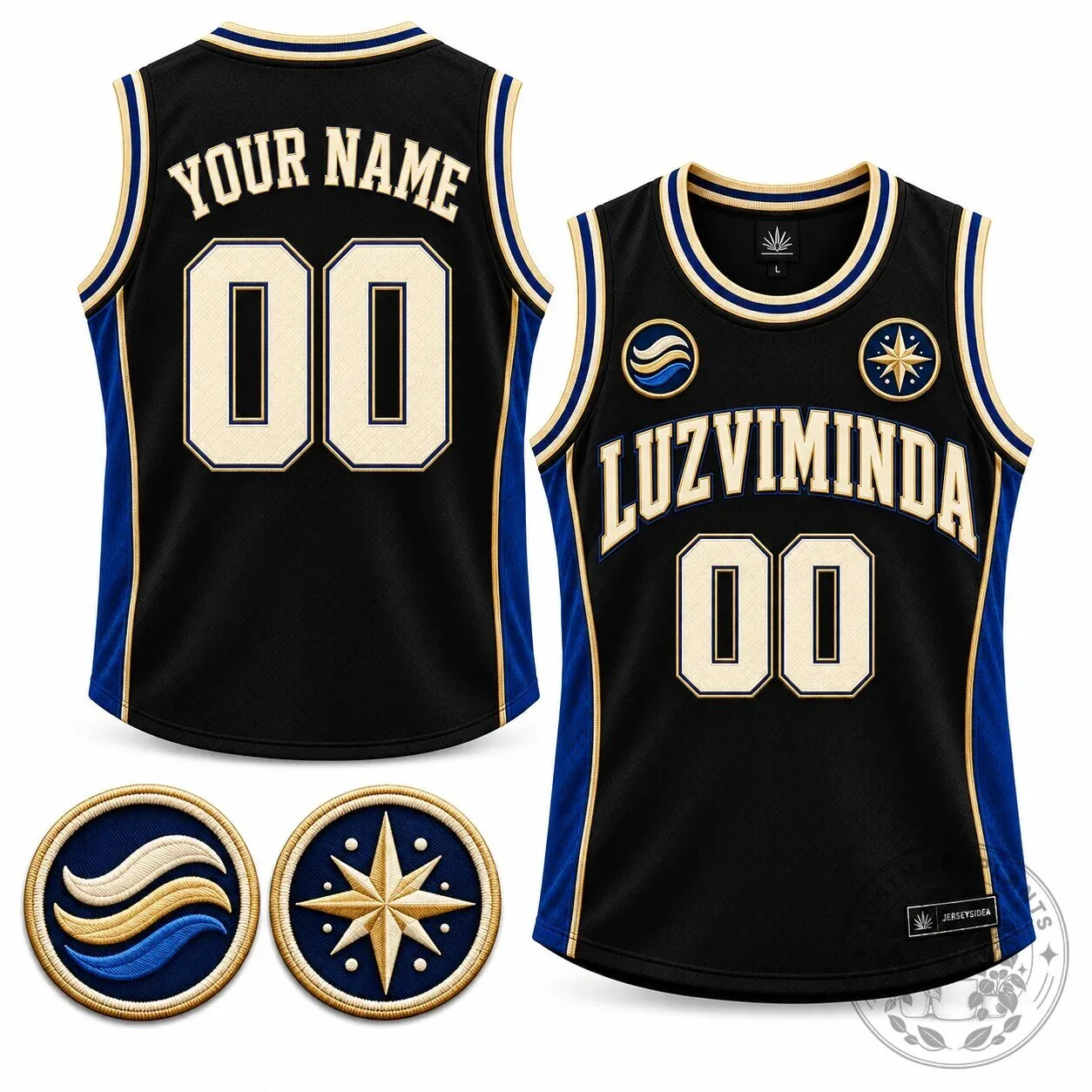 Custom Black and Blue Luzviminda Atlas Basketball Jersey with Your Name and Number