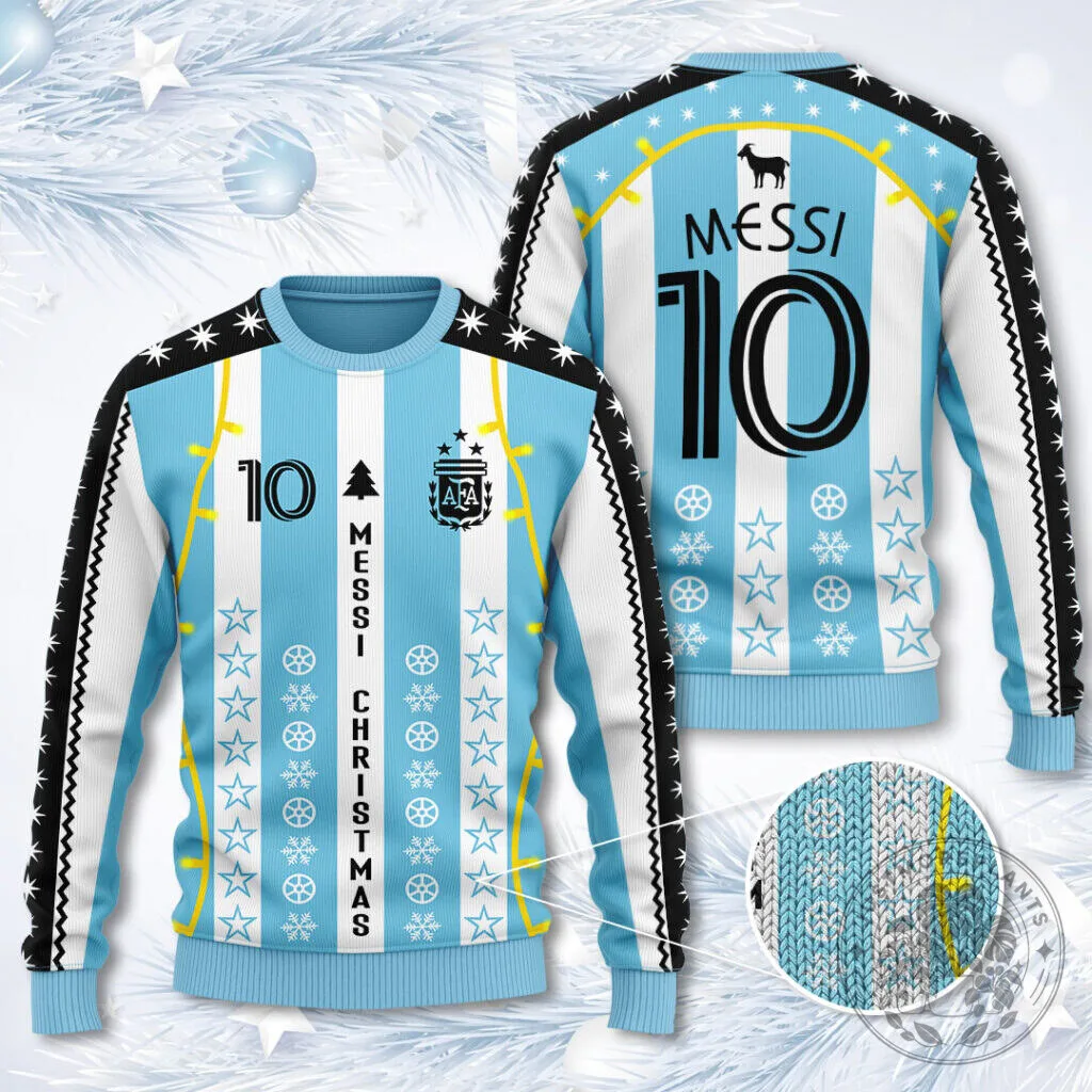 Lionel Messi Argentina National Football Team Christmas Ugly Sweater 7 Lionel Messi Argentina National Football Team Christmas Ugly Sweater