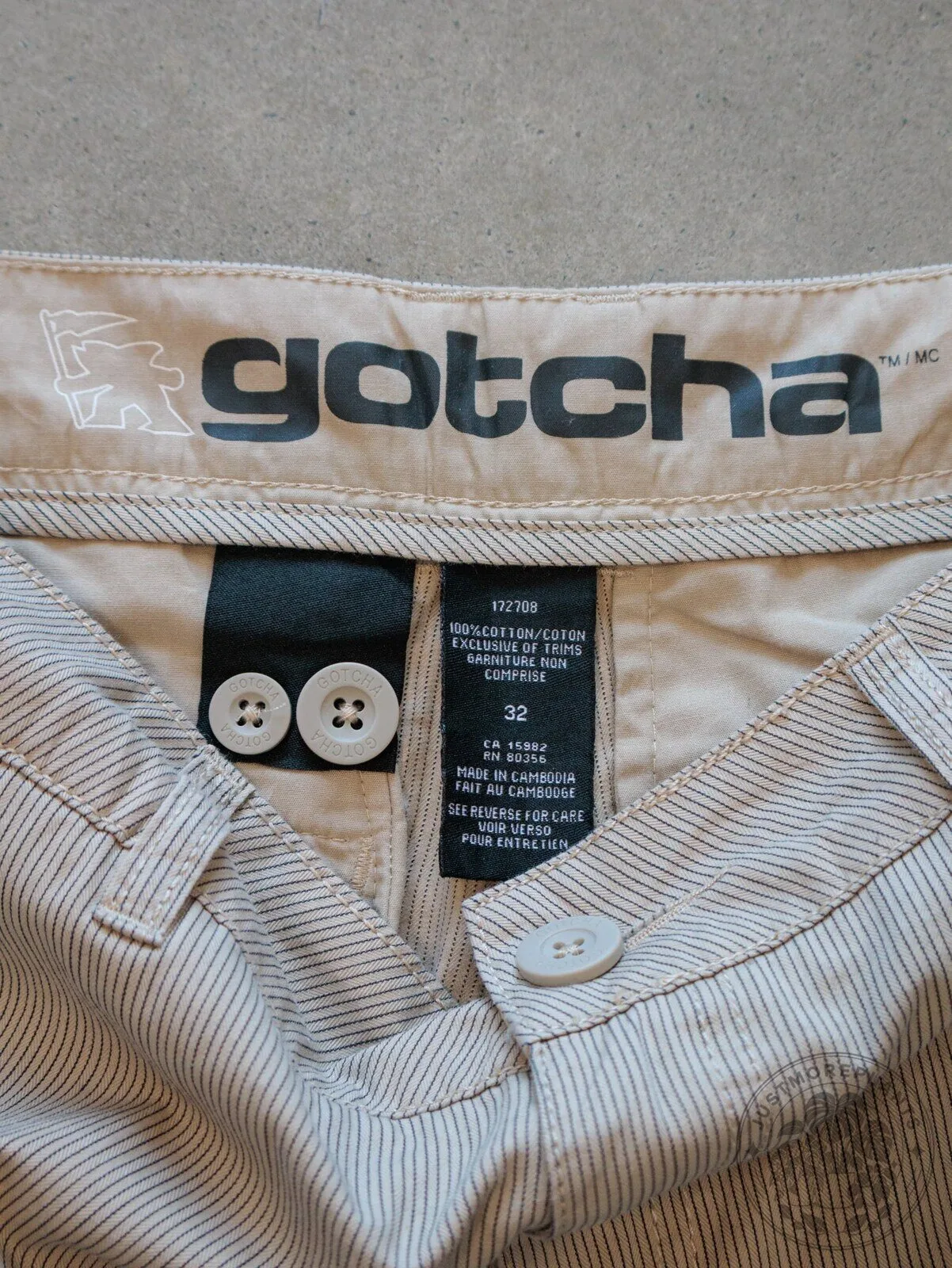 Vintage 2000s Beige Striped Gotcha Brand Shorts – image 4 of 4