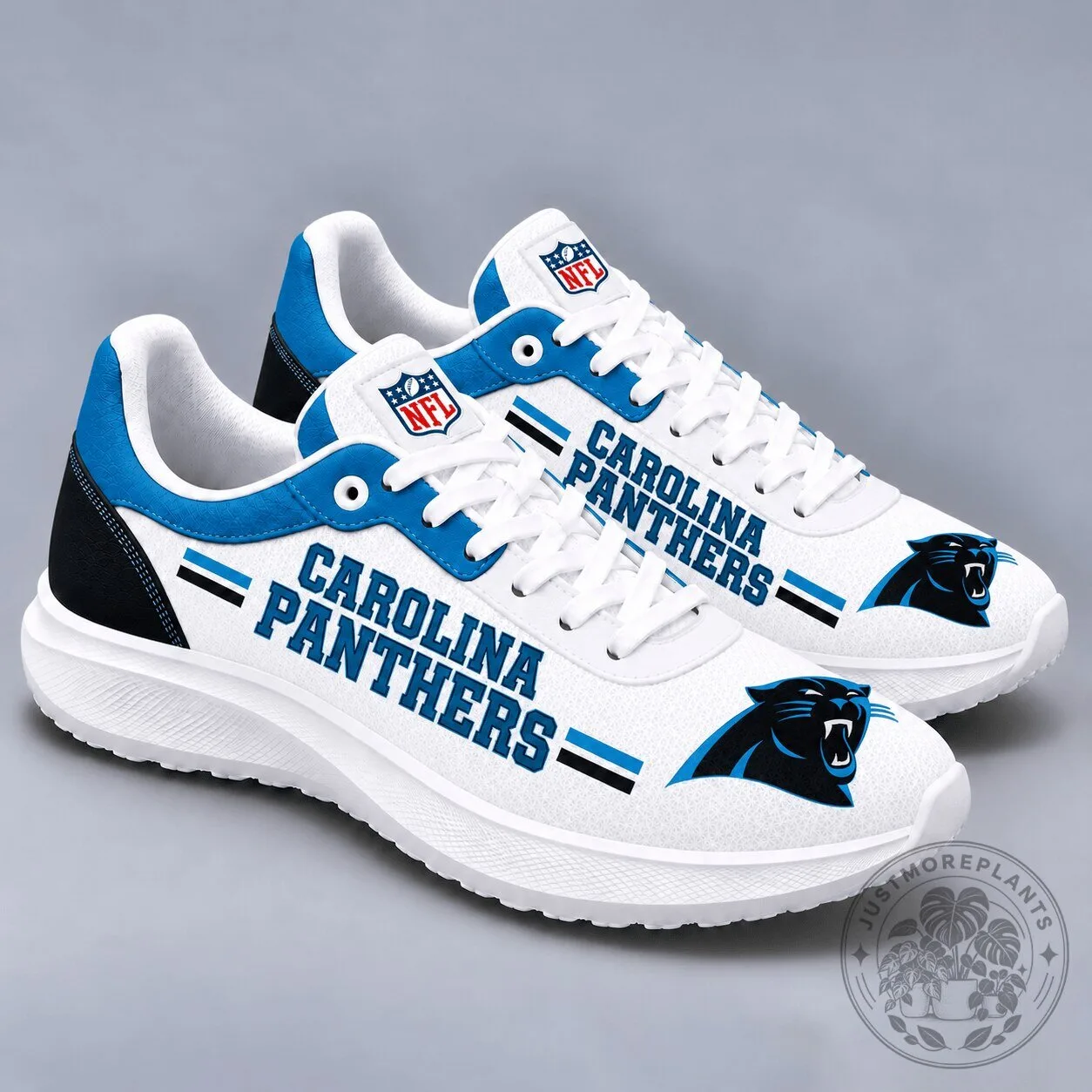 Carolina Panthers National Football League Team Logo White Sports Shoes