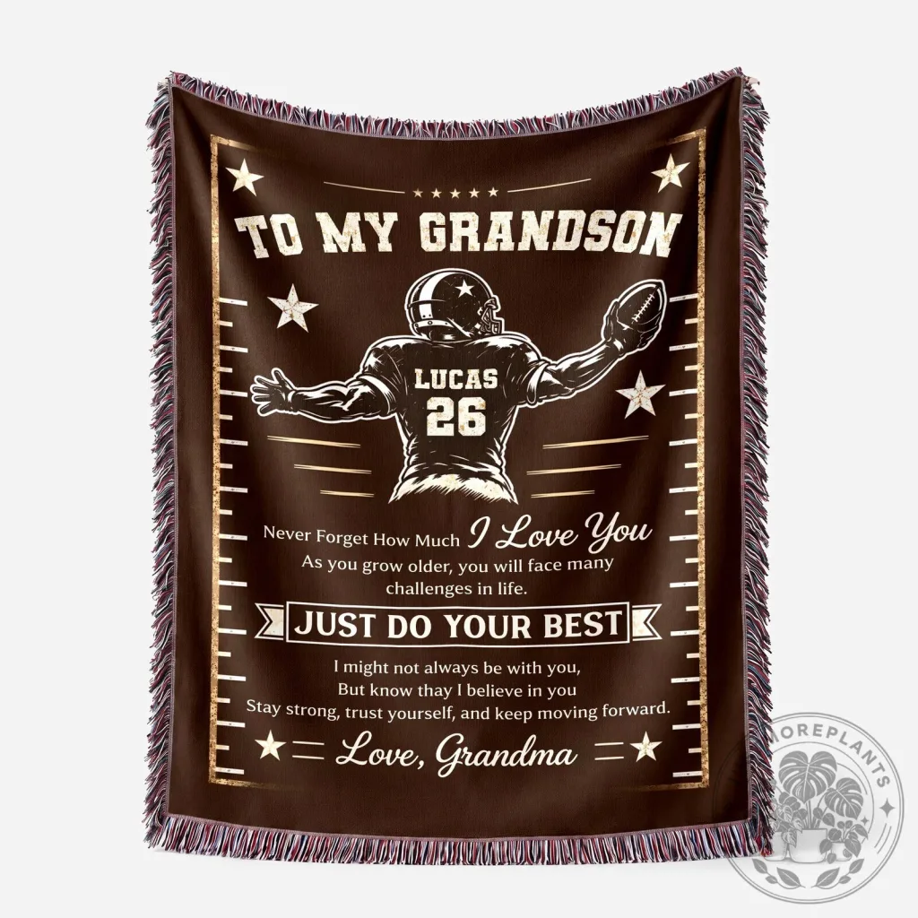 Grandson Football Player Just Do Your Best Quote Woven Blanket from Grandma Grandson Football Player Just Do Your Best Quote Woven Blanket from Grandma
