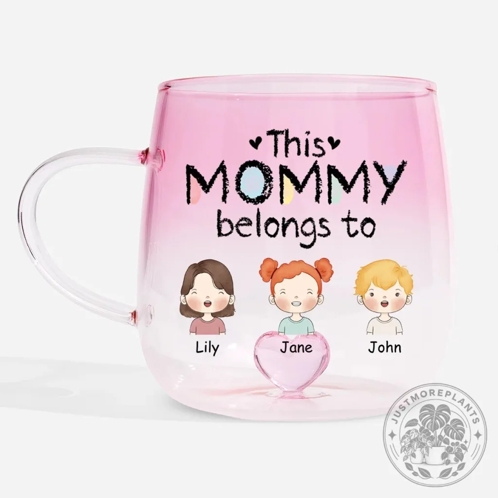 Personalized This Mommy Belongs To Custom Kids Names Glass Mug Personalized This Mommy Belongs To Custom Kids Names Glass Mug