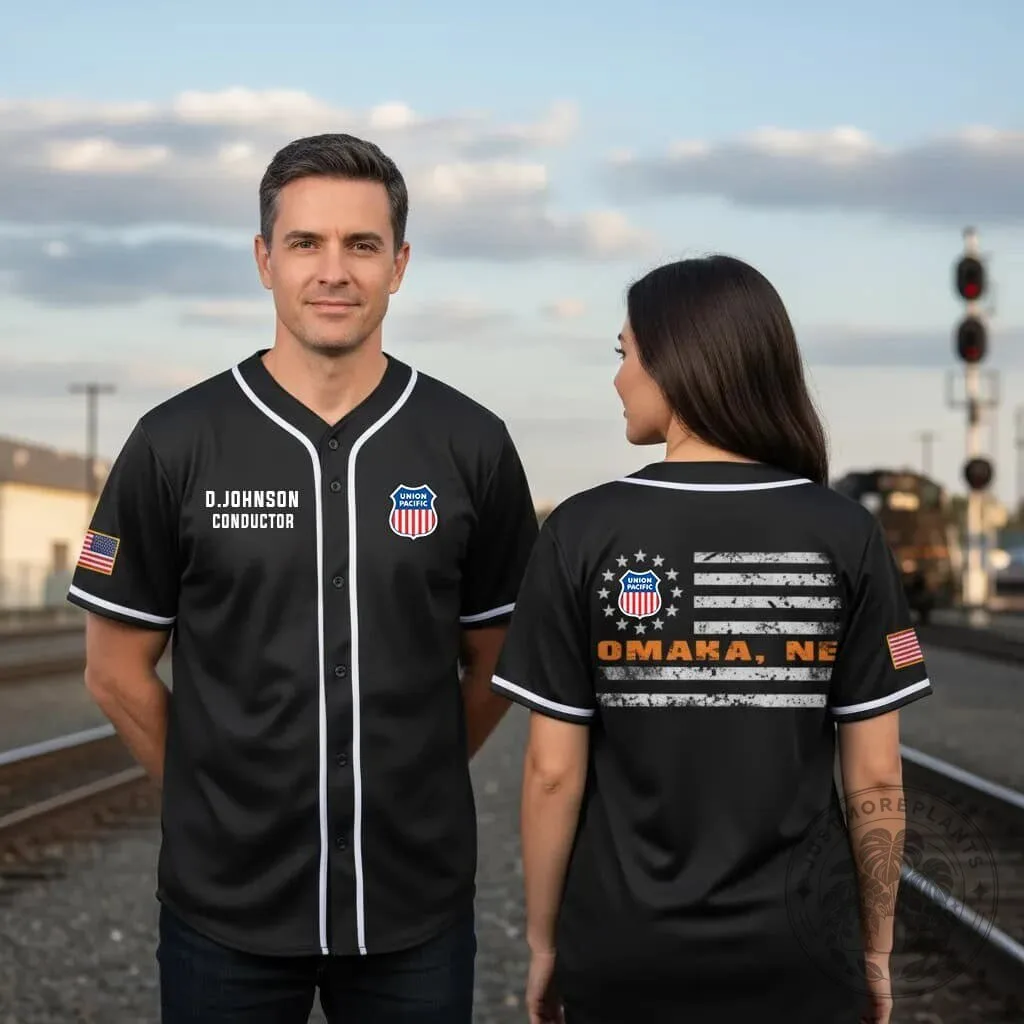 Union Pacific Railroad Conductor Custom Name Baseball Jersey 13 Union Pacific Railroad Conductor Custom Name Baseball Jersey