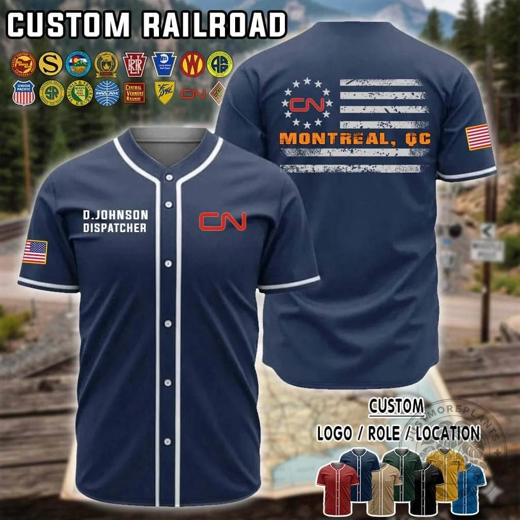 Union Pacific Railroad Conductor Custom Name Baseball Jersey 15 Union Pacific Railroad Conductor Custom Name Baseball Jersey