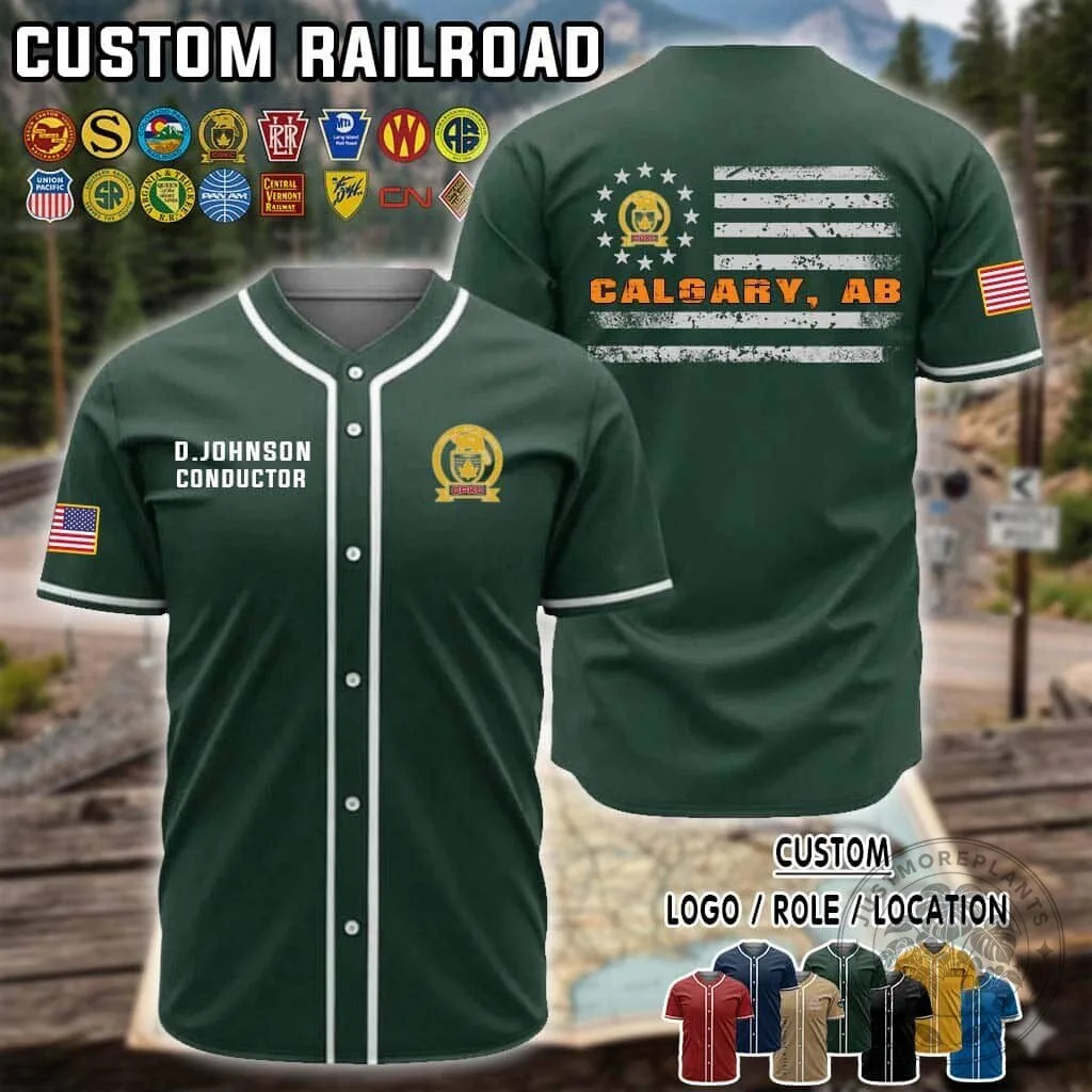 Union Pacific Railroad Conductor Custom Name Baseball Jersey 17 Union Pacific Railroad Conductor Custom Name Baseball Jersey