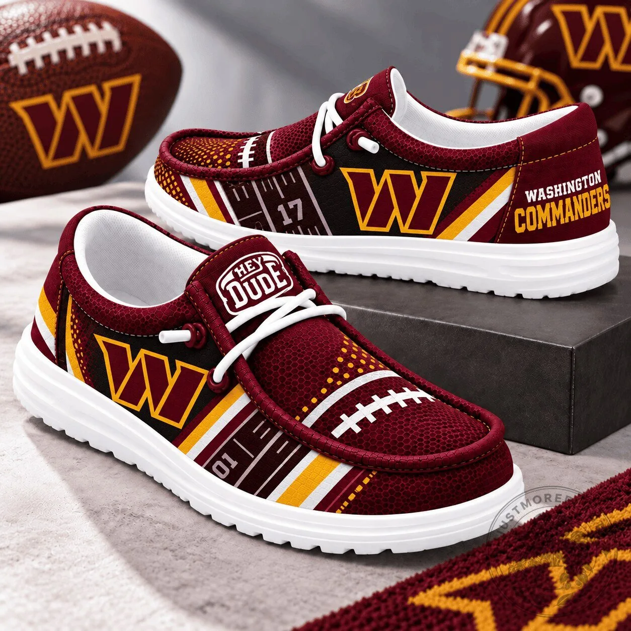 Washington Commanders Football Team Logo Maroon and Gold Game Day Shoes