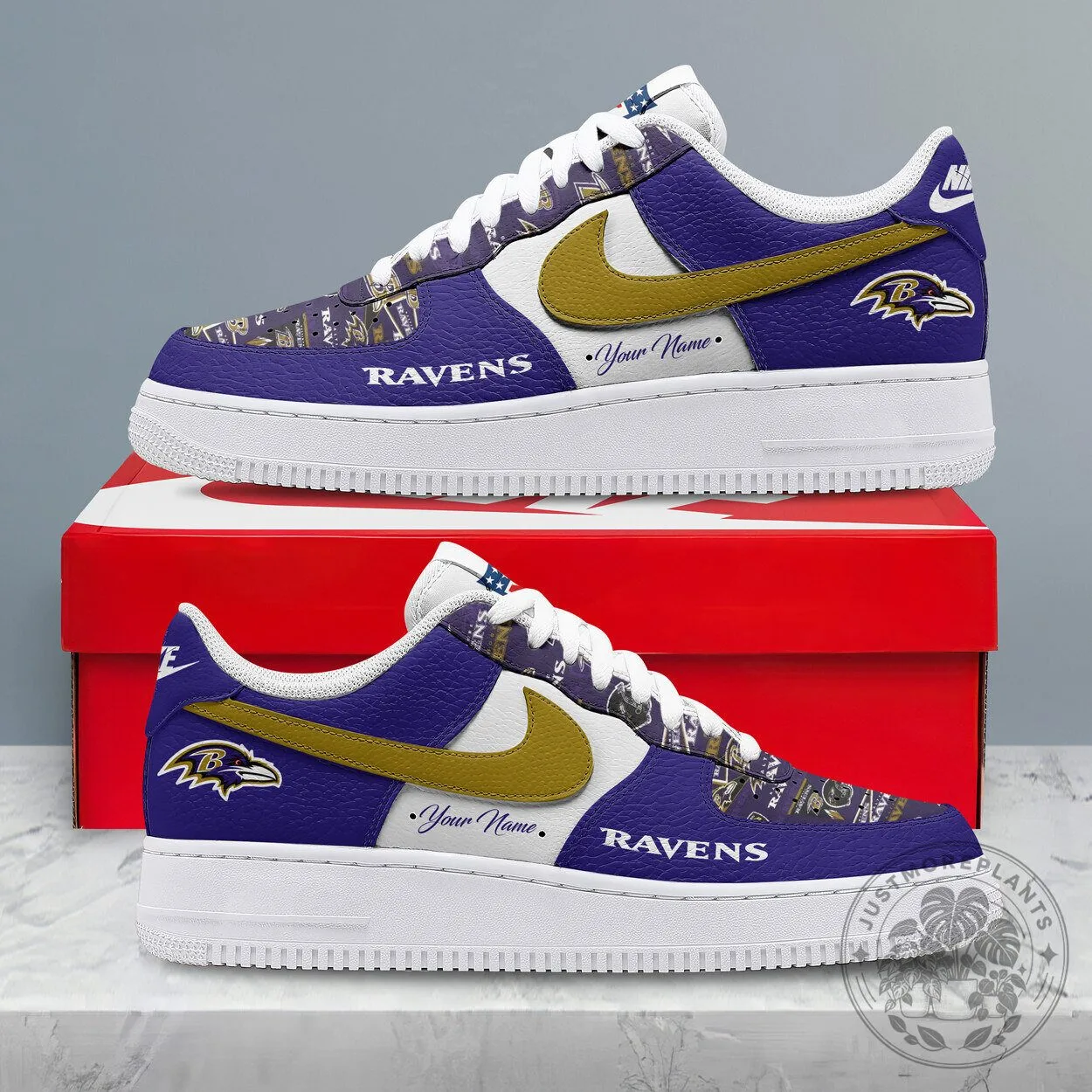 Baltimore Ravens Personalized Team Icon Pattern Custom Name Sneakers