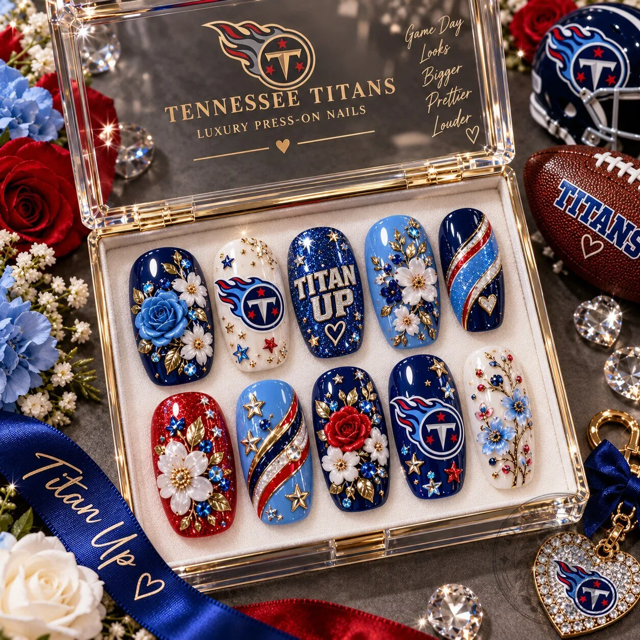 Tennessee Titans Football Team Luxury Press-On Nails