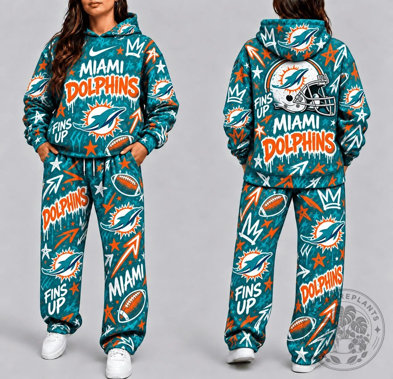 Miami Dolphins Graffiti Art Football Team Hoodie
